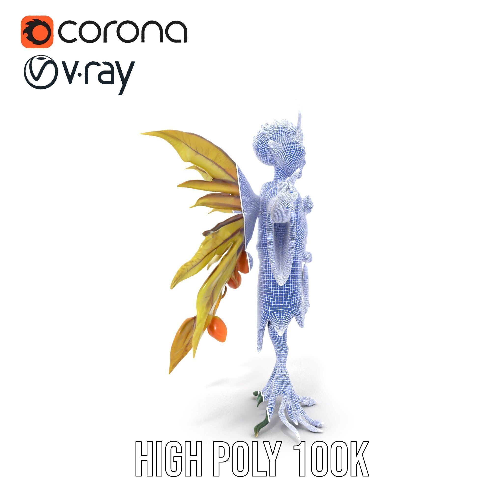 Leafy Forest Sprite Character  Rigged and Animated Low-poly 3D model_37