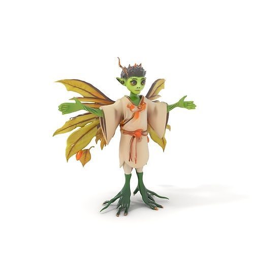 Leafy Forest Sprite Character  Rigged and Animated Low-poly 3D model