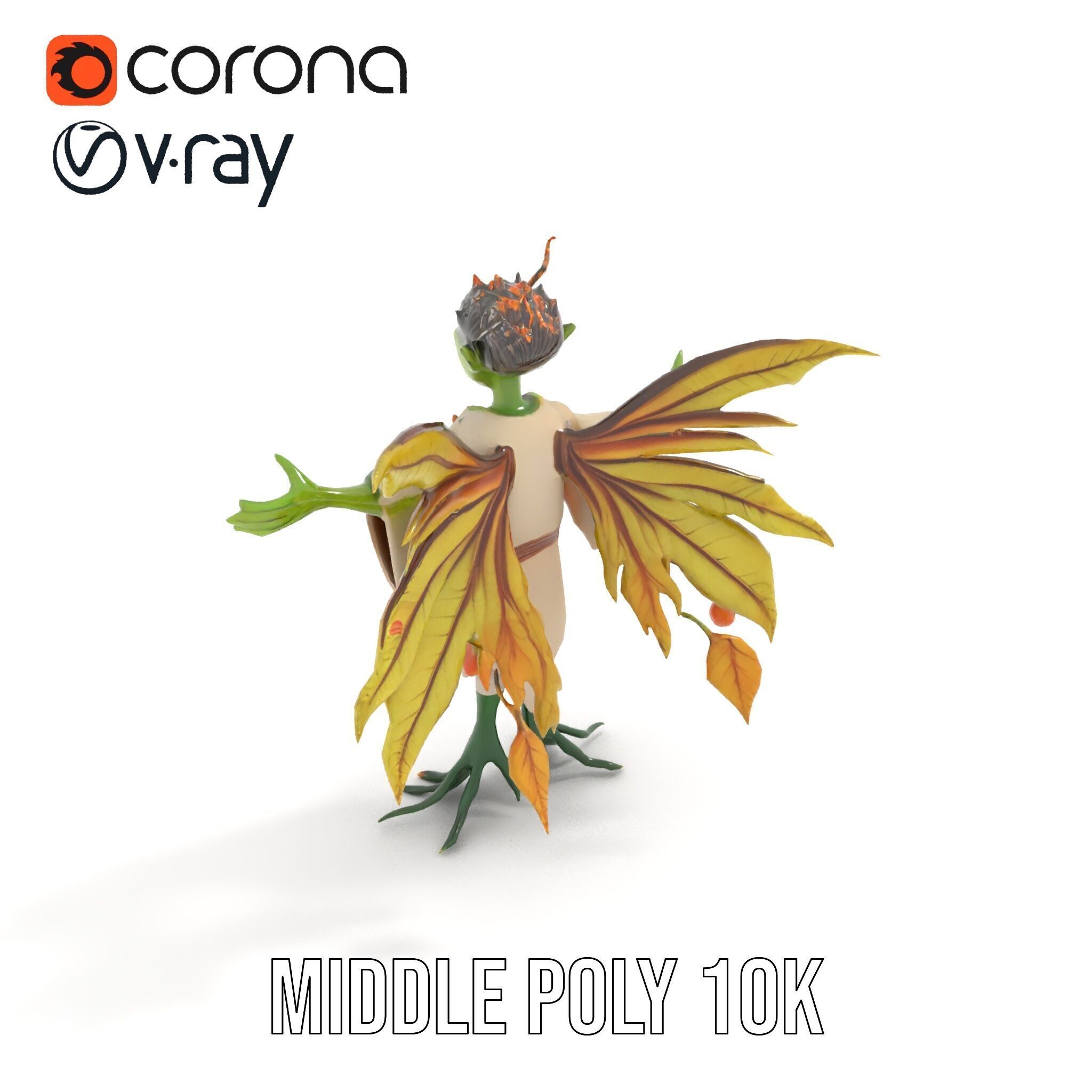 Leafy Forest Sprite Character  Rigged and Animated Low-poly 3D model_14