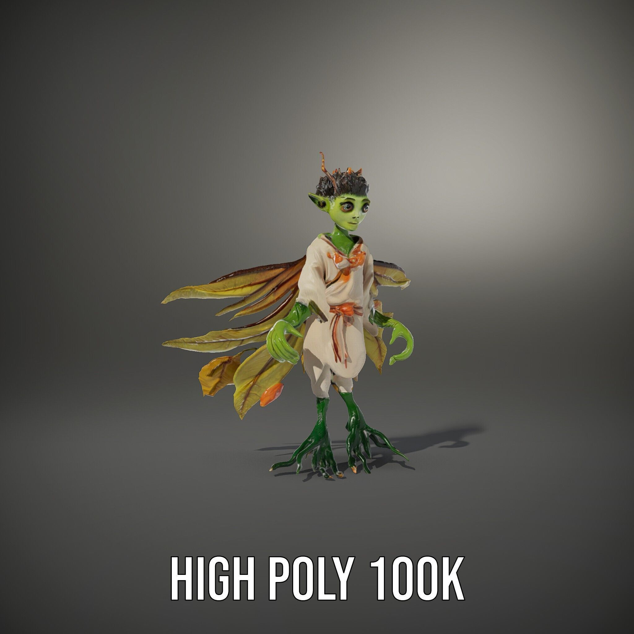 Leafy Forest Sprite Character  Rigged and Animated Low-poly 3D model_9