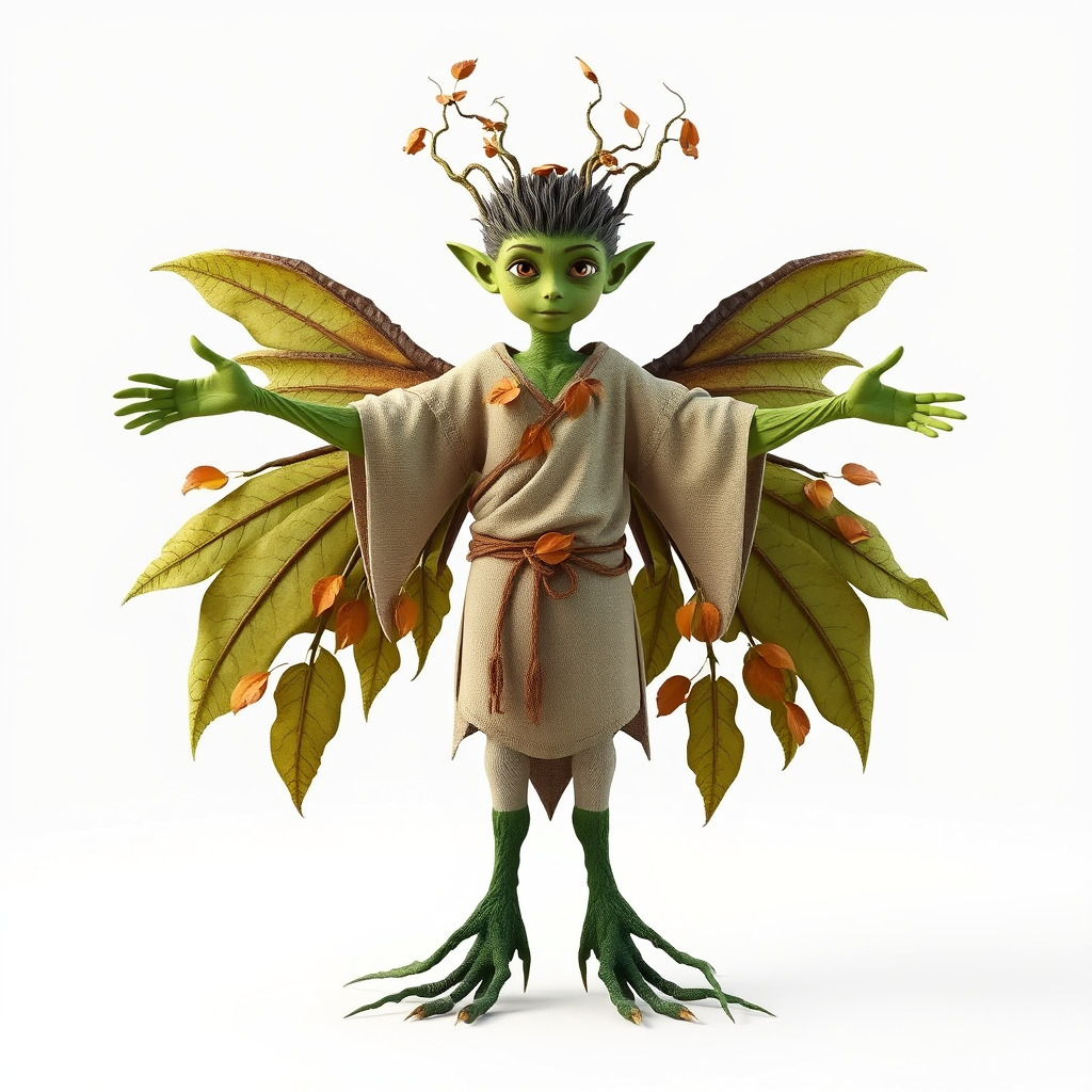 Leafy Forest Sprite Character  Rigged and Animated Low-poly 3D model_3
