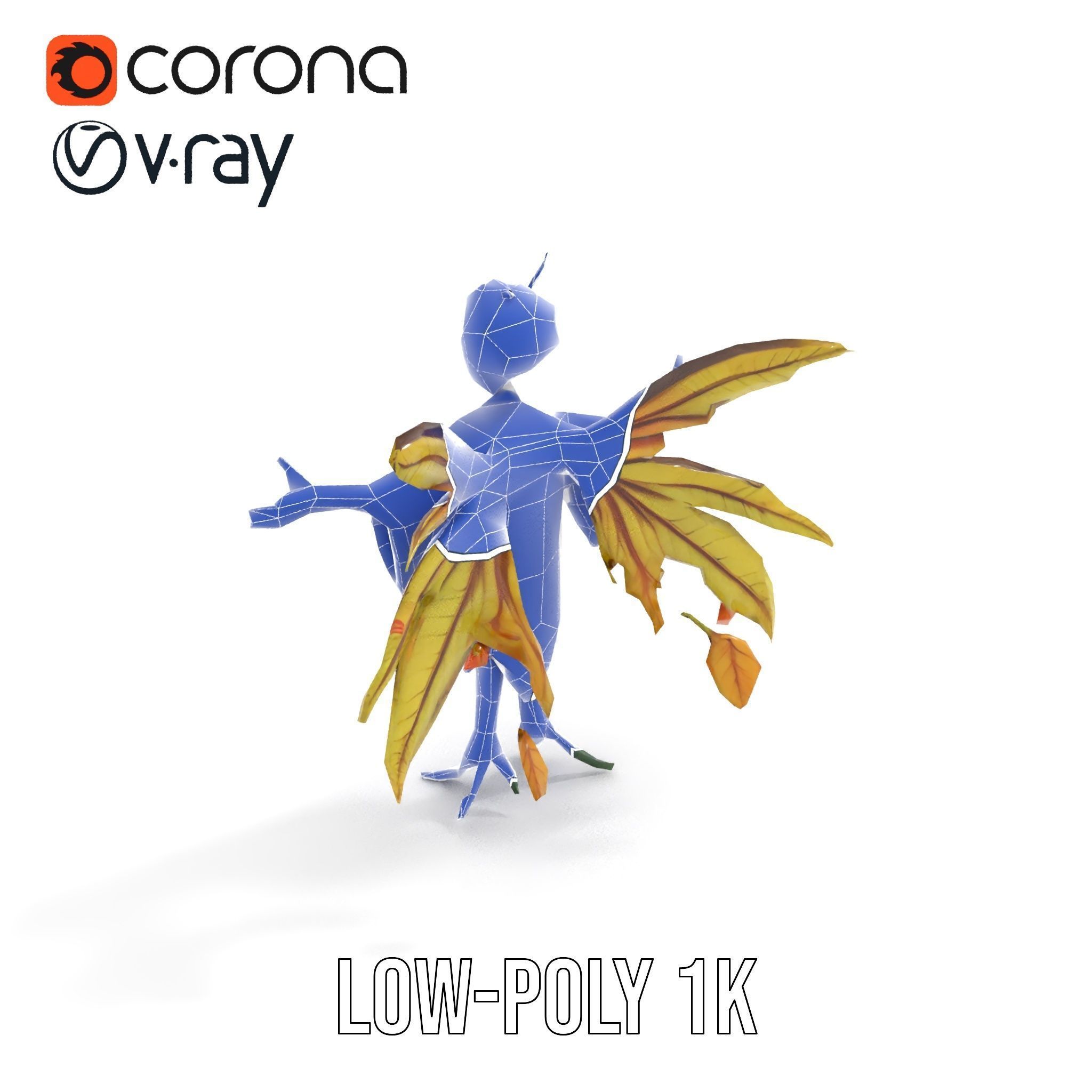 Leafy Forest Sprite Character  Rigged and Animated Low-poly 3D model_29