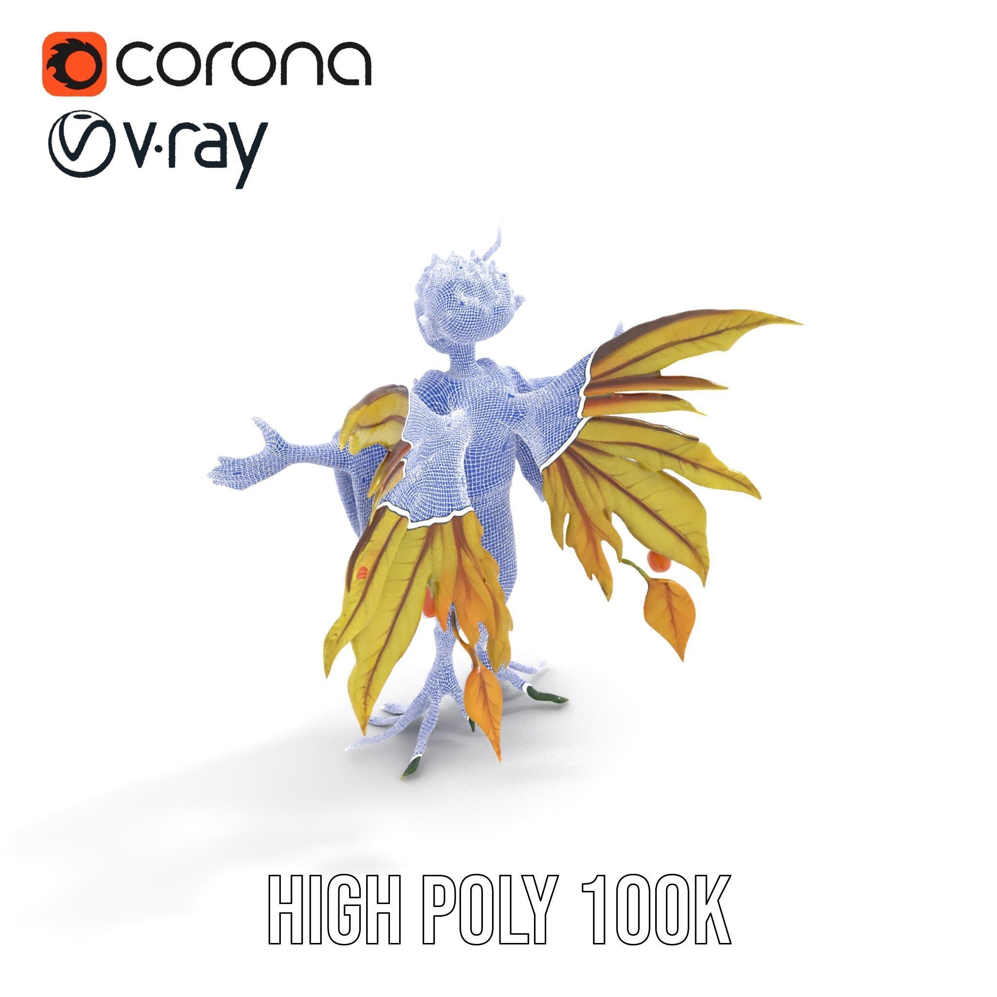 Leafy Forest Sprite Character  Rigged and Animated Low-poly 3D model_30