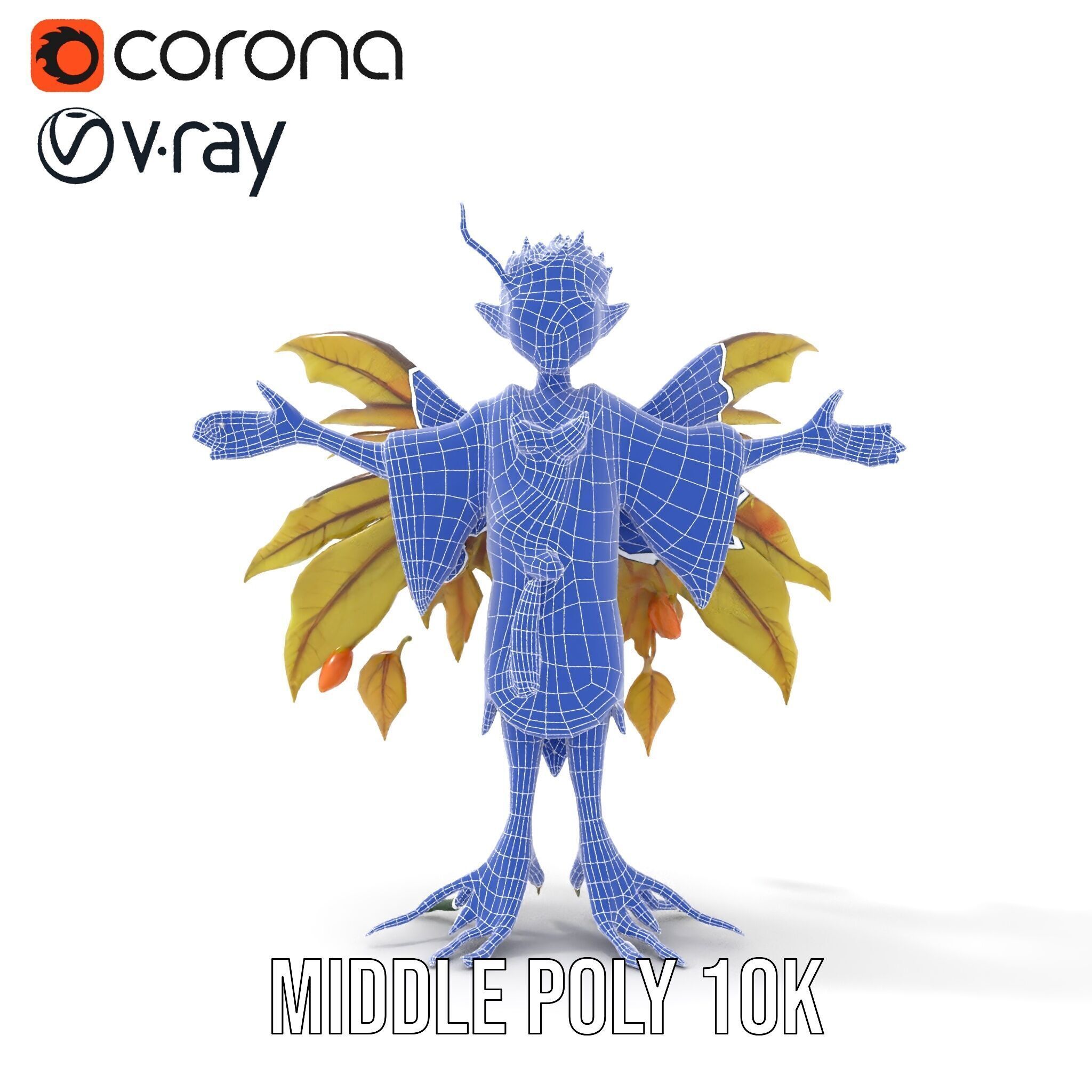 Leafy Forest Sprite Character  Rigged and Animated Low-poly 3D model_25