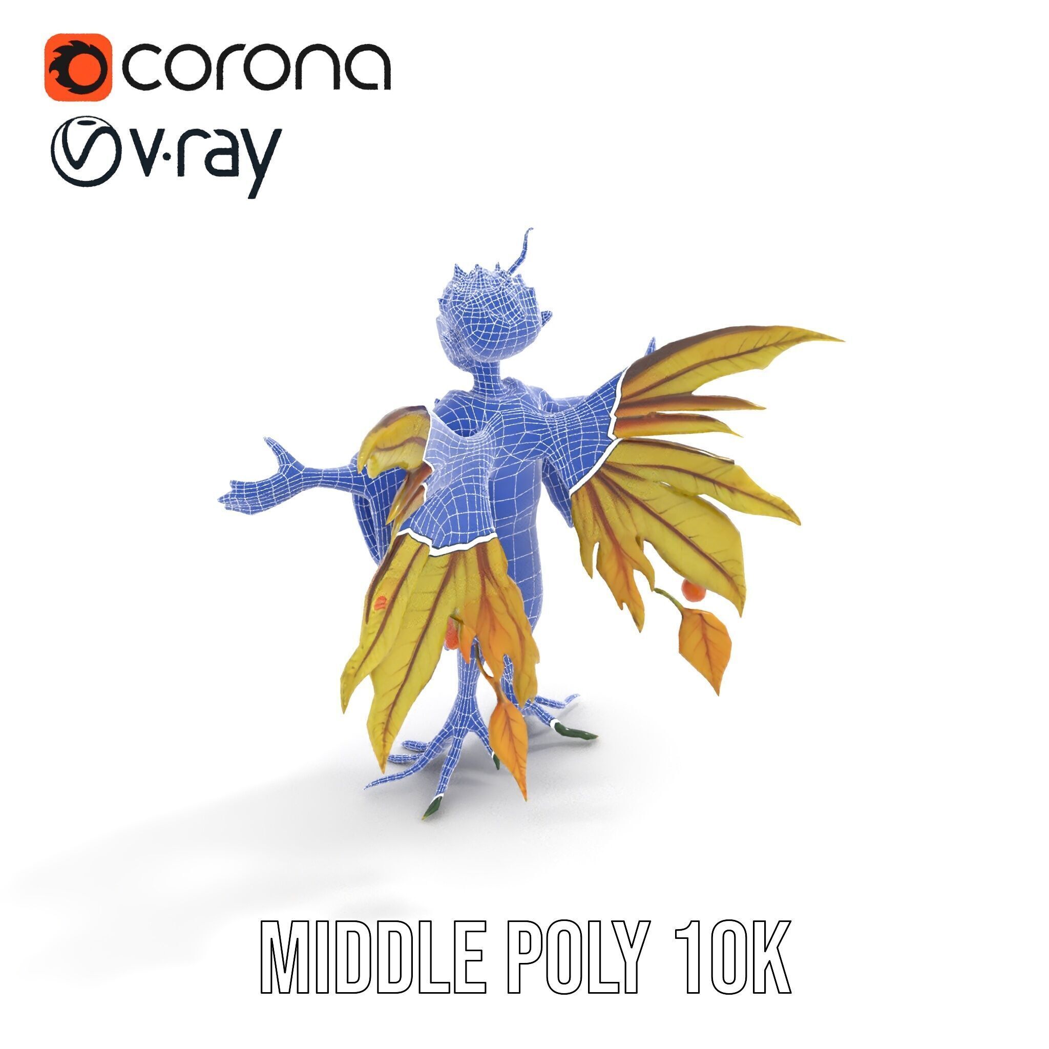 Leafy Forest Sprite Character  Rigged and Animated Low-poly 3D model_31
