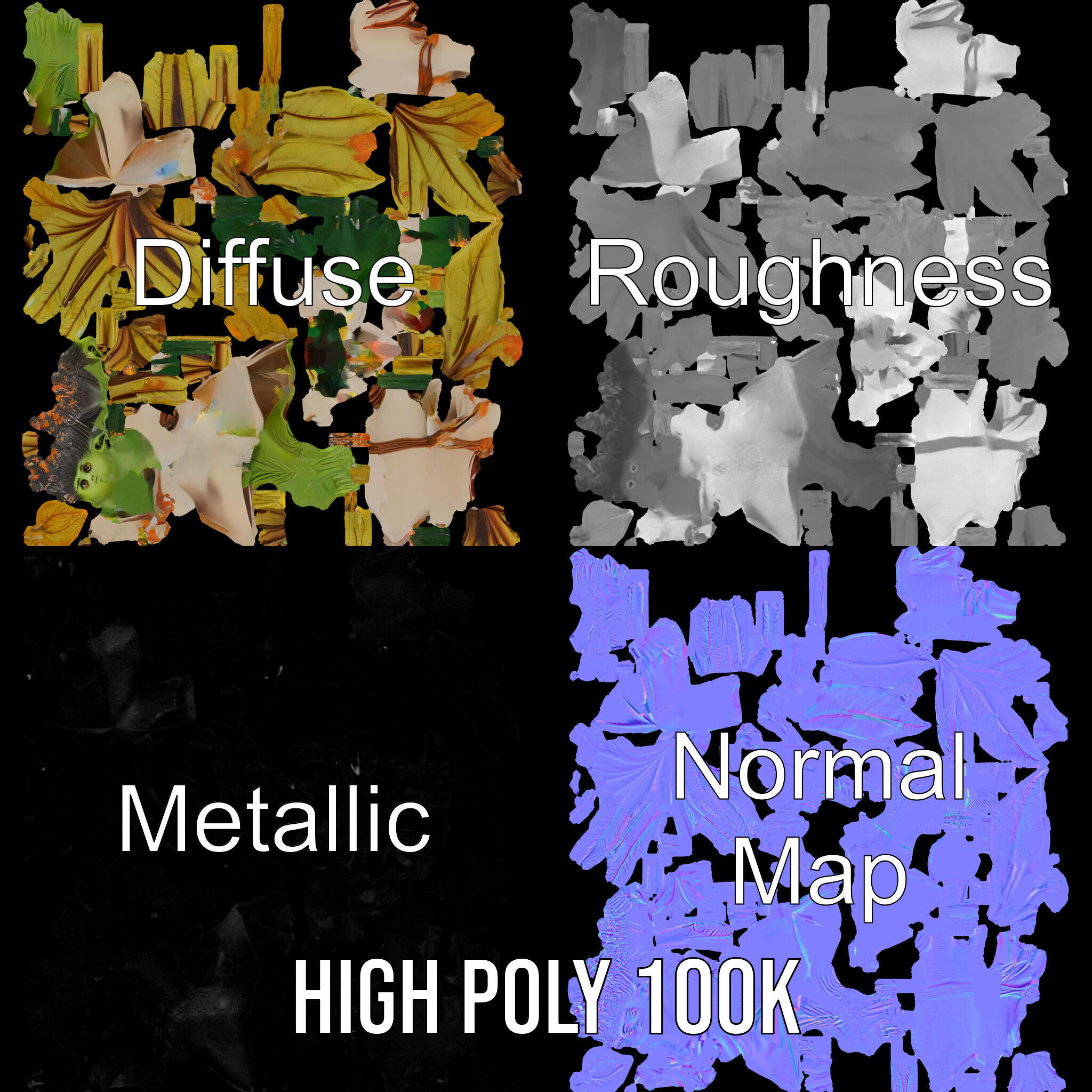 Leafy Forest Sprite Character  Rigged and Animated Low-poly 3D model_4