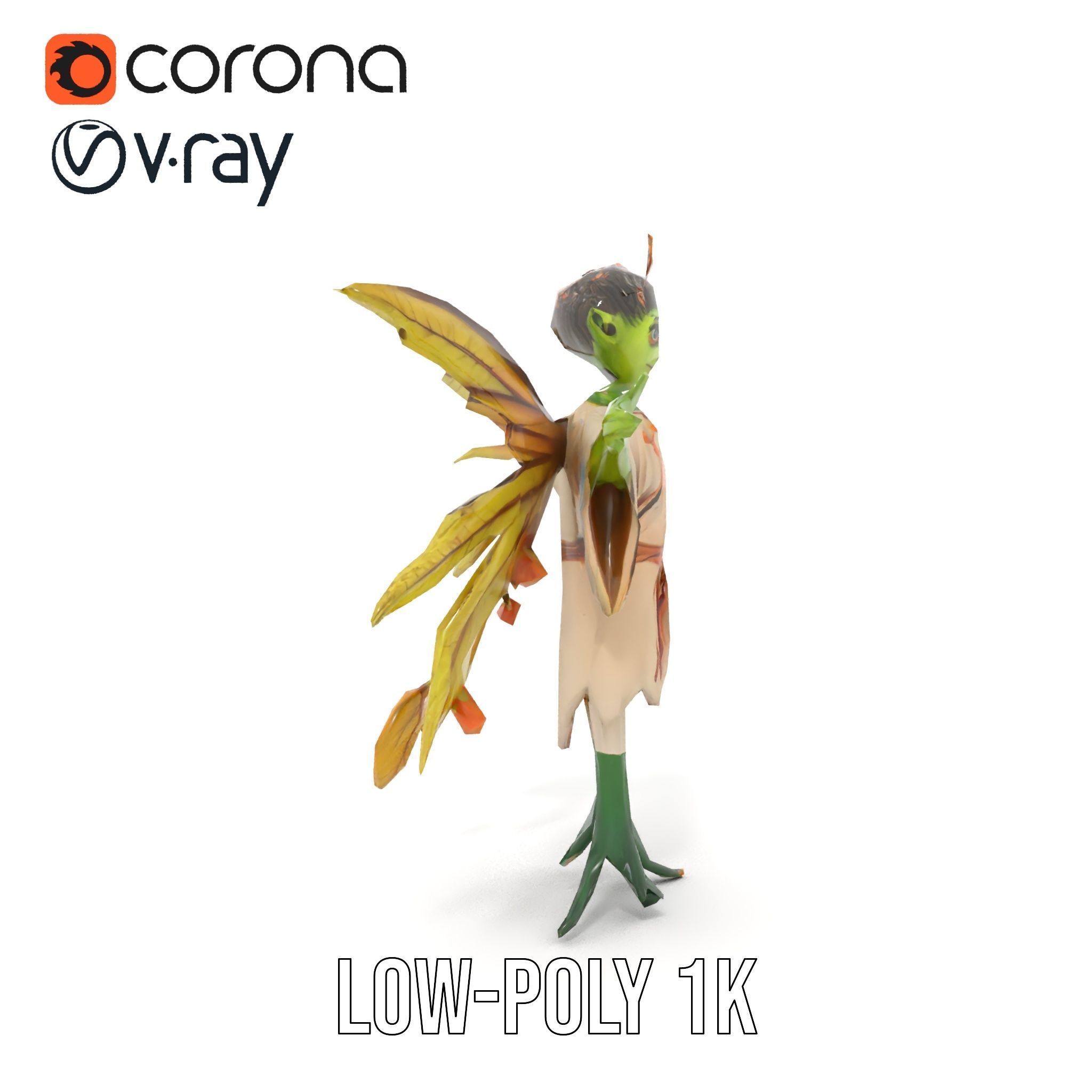 Leafy Forest Sprite Character  Rigged and Animated Low-poly 3D model_18