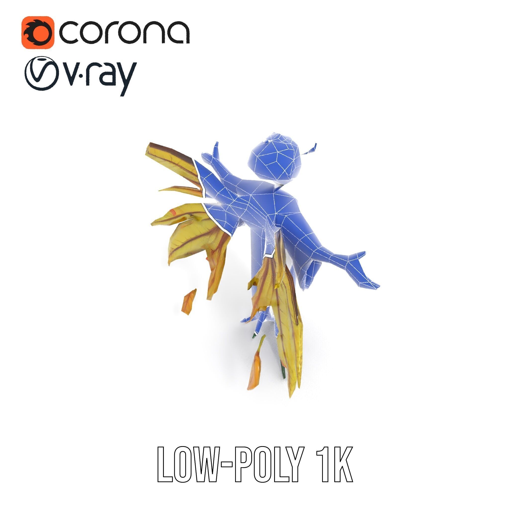 Leafy Forest Sprite Character  Rigged and Animated Low-poly 3D model_10