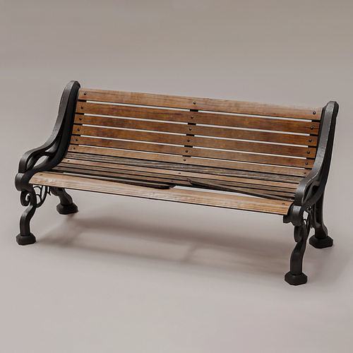 Damaged Park Bench PBR Low-poly 3D model