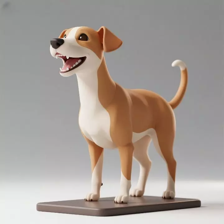 1108 Colorful Laughing Galgo Dog on Base pug 3D print model_0