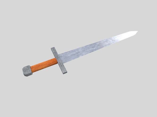 low poly medieval sword 1 Low-poly 3D model