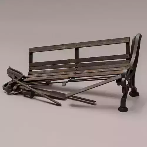  Badly Damaged Park Bench PBR