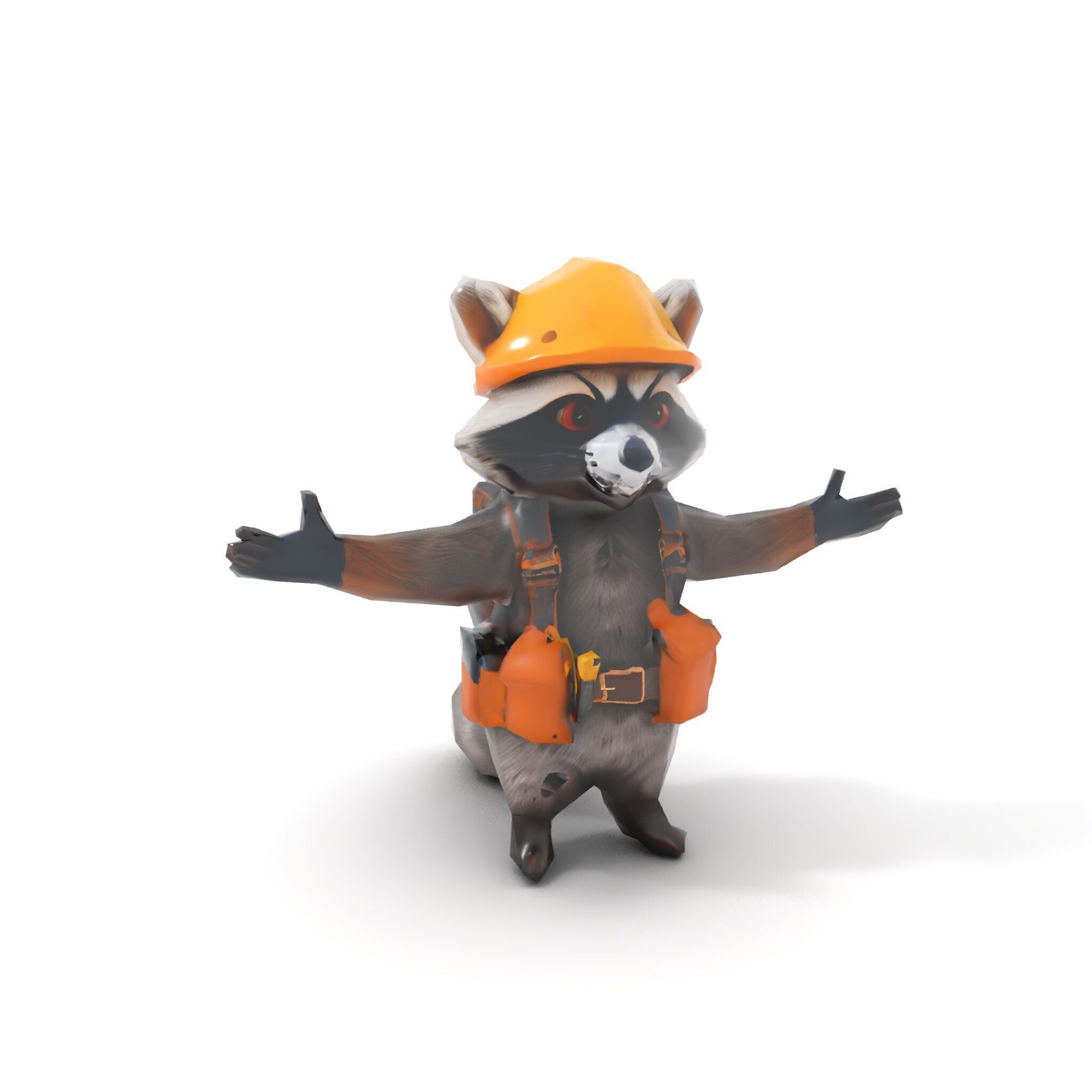 Rigged and Animated Raccoon Construction Worker D Character M... Low-poly 3D model_8