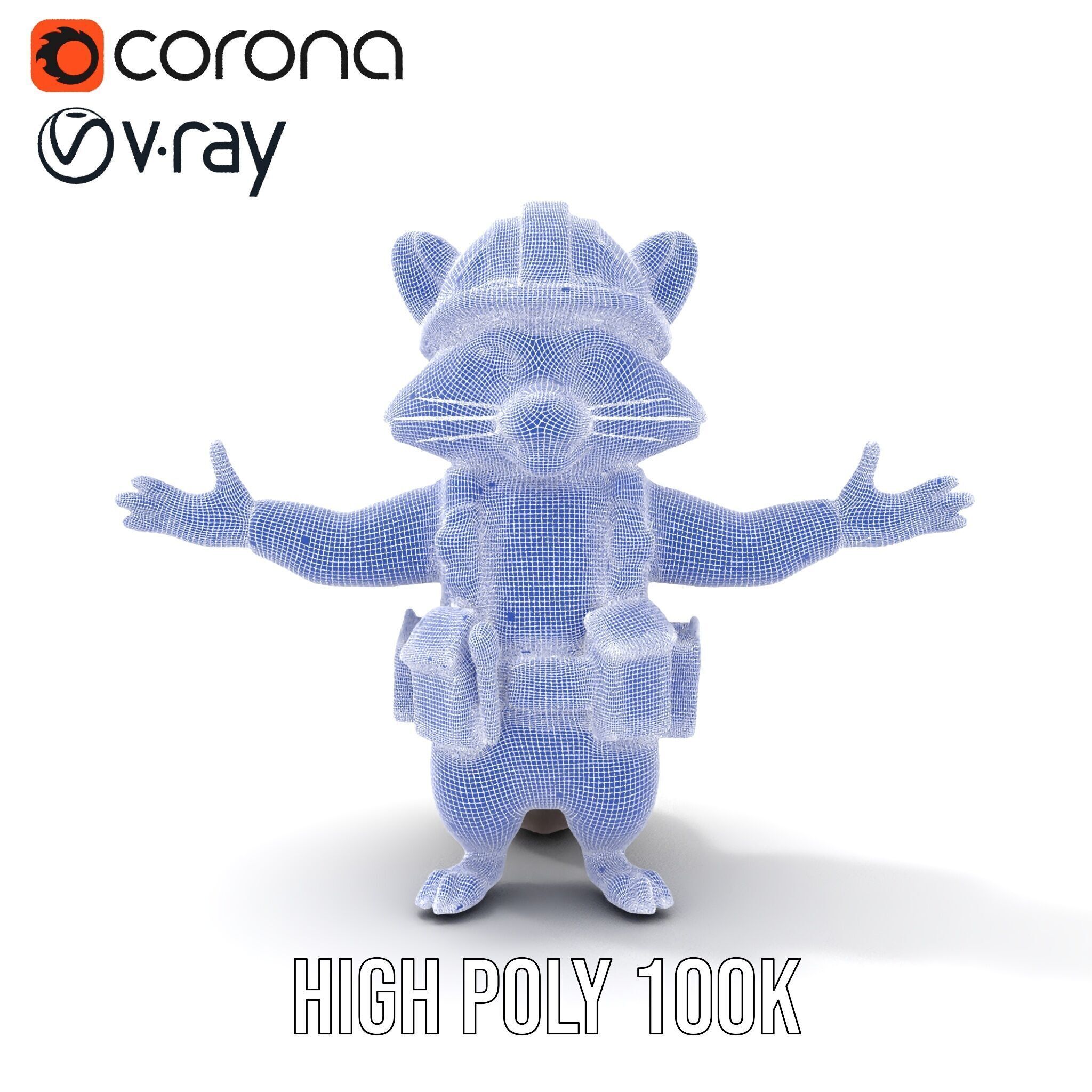 Rigged and Animated Raccoon Construction Worker D Character M... Low-poly 3D model_34