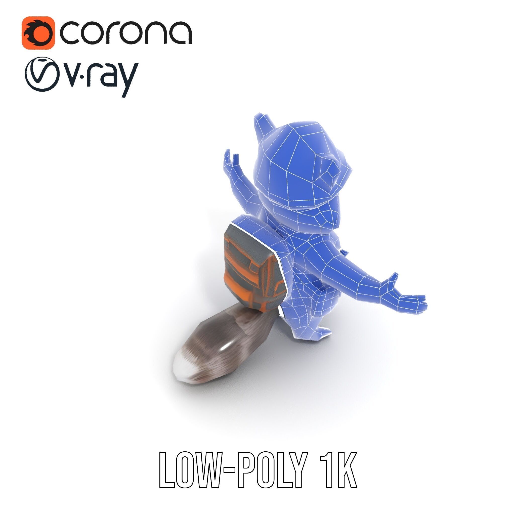 Rigged and Animated Raccoon Construction Worker D Character M... Low-poly 3D model_28