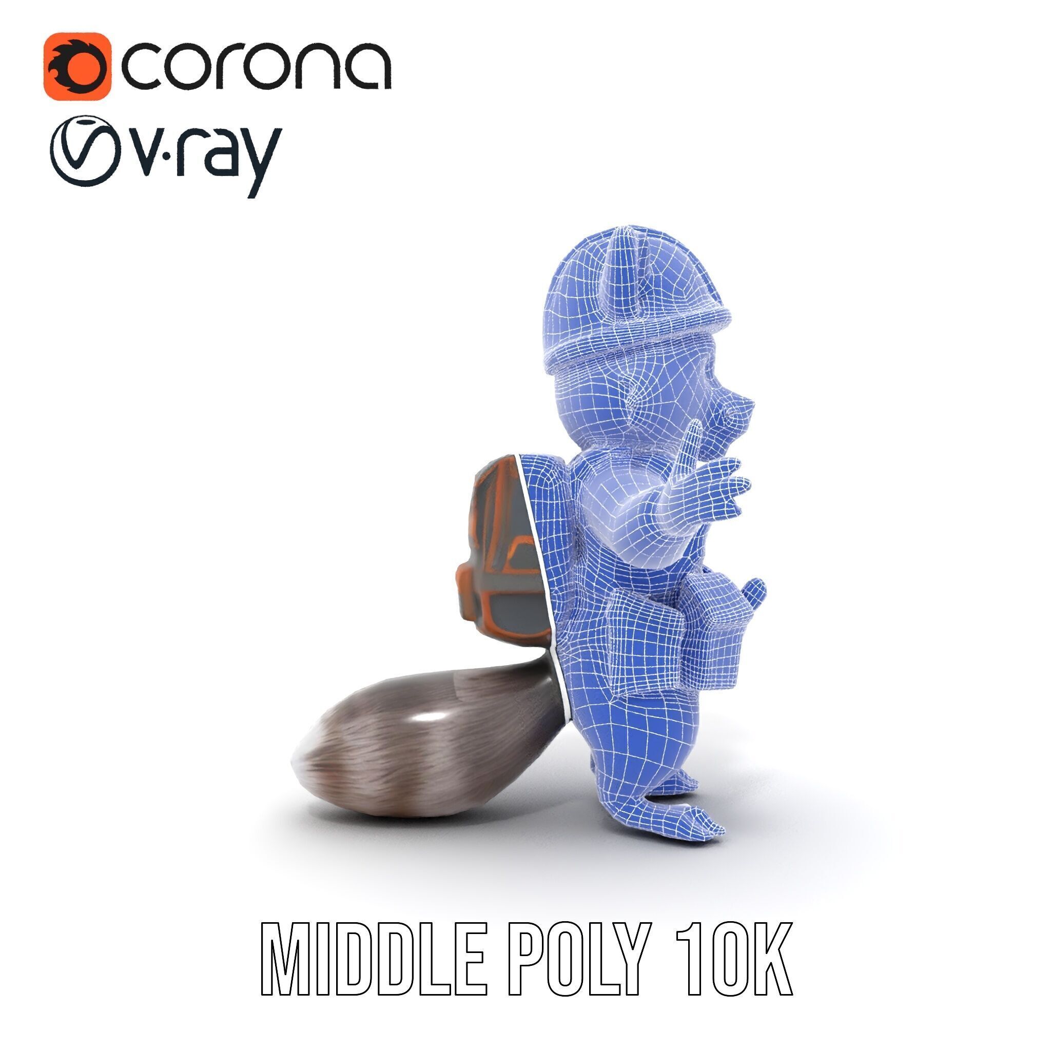 Rigged and Animated Raccoon Construction Worker D Character M... Low-poly 3D model_25