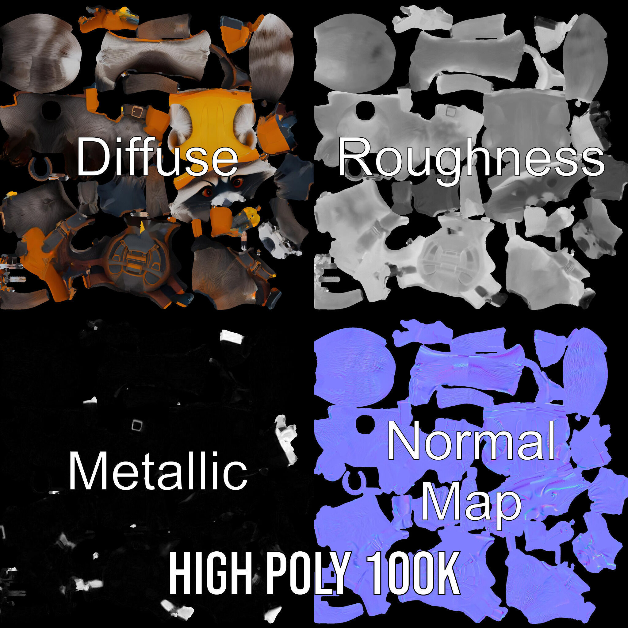 Rigged and Animated Raccoon Construction Worker D Character M... Low-poly 3D model_4