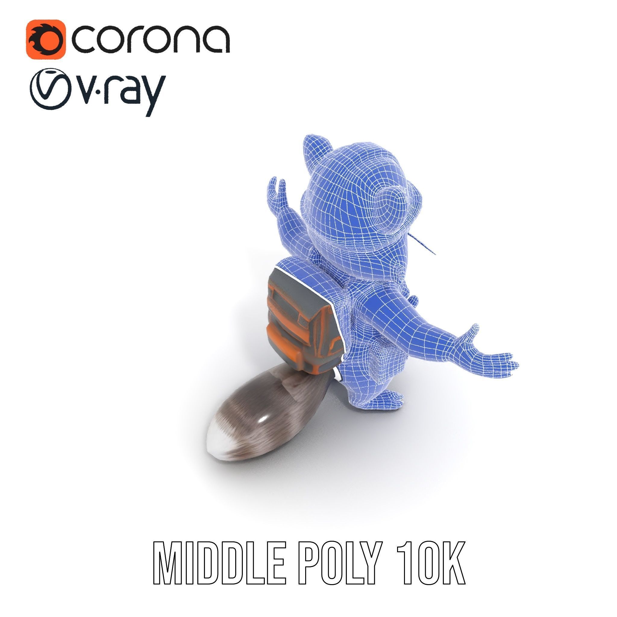 Rigged and Animated Raccoon Construction Worker D Character M... Low-poly 3D model_16