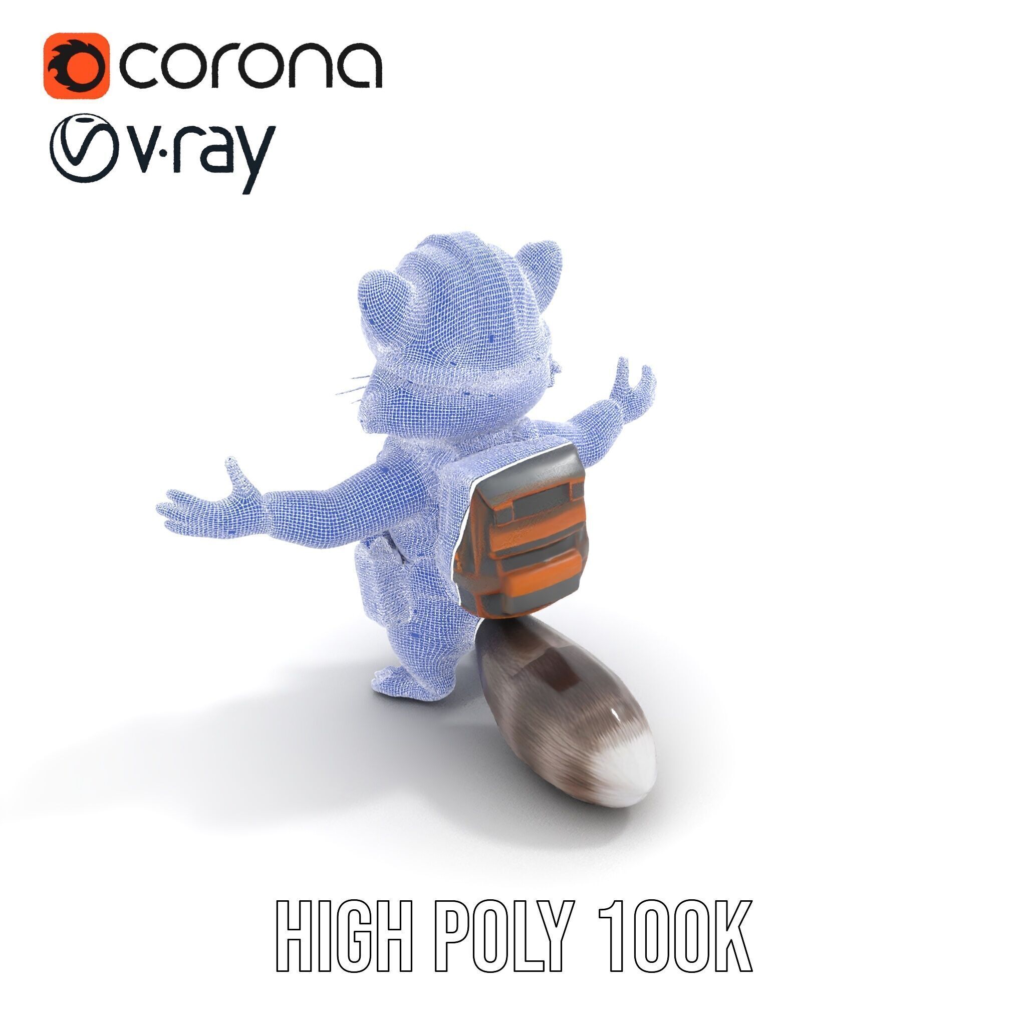 Rigged and Animated Raccoon Construction Worker D Character M... Low-poly 3D model_36