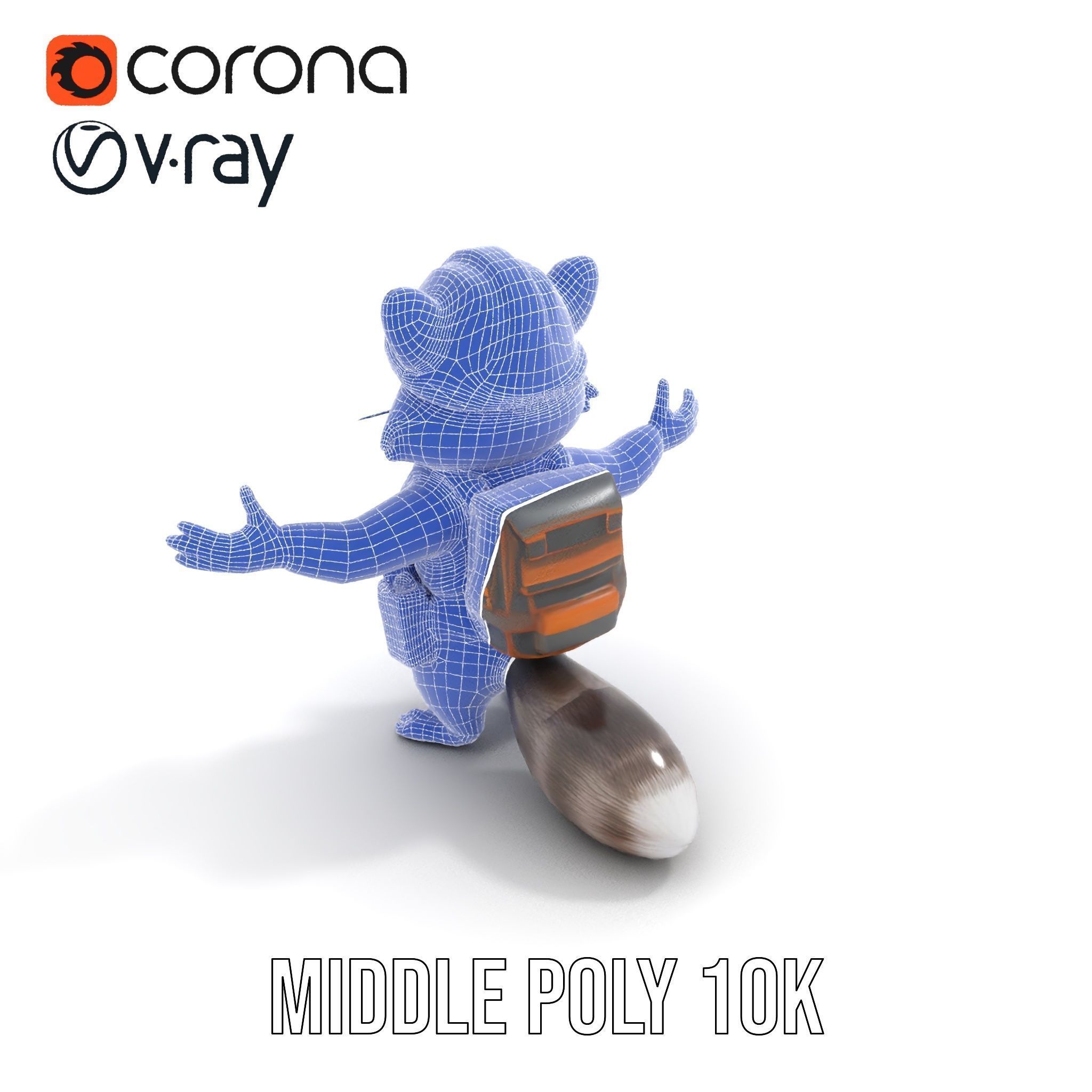 Rigged and Animated Raccoon Construction Worker D Character M... Low-poly 3D model_35