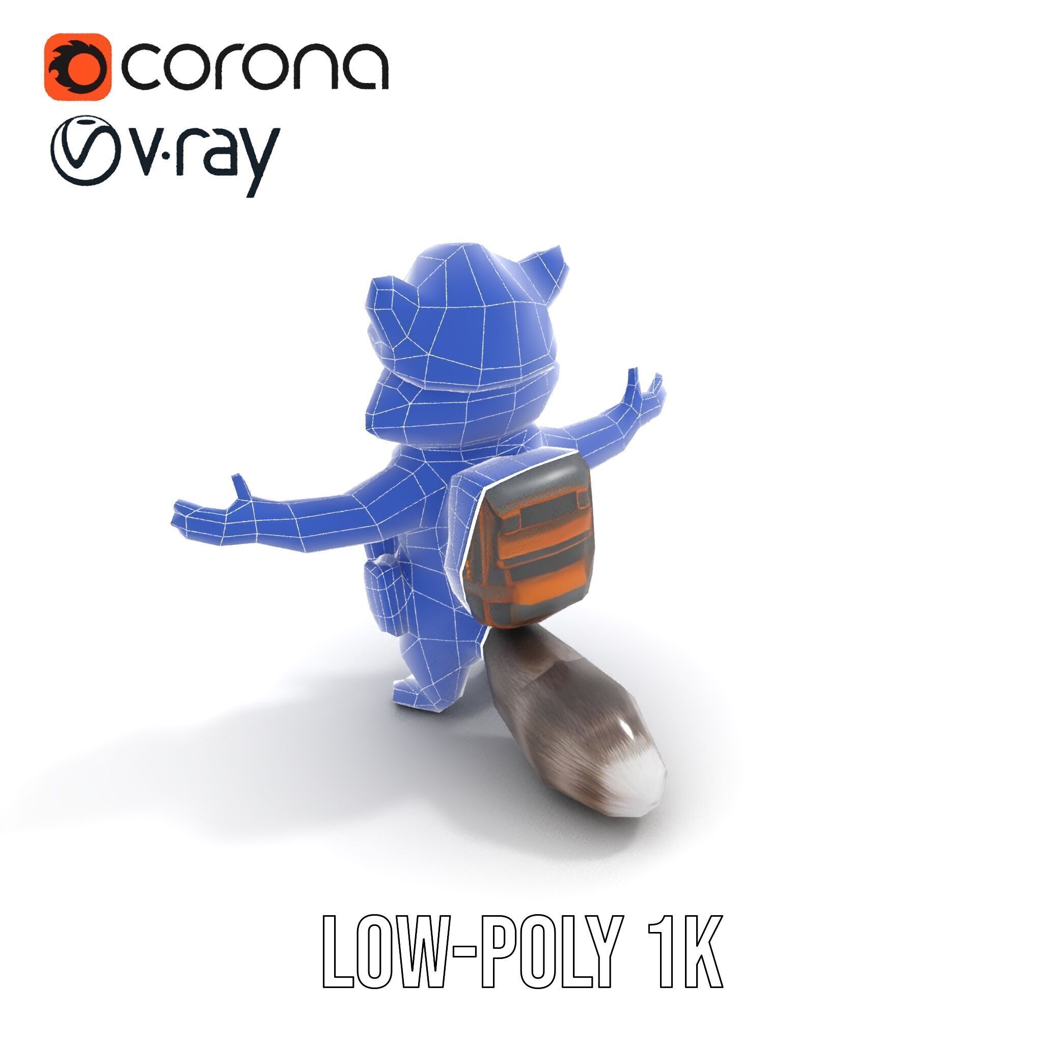 Rigged and Animated Raccoon Construction Worker D Character M... Low-poly 3D model_20