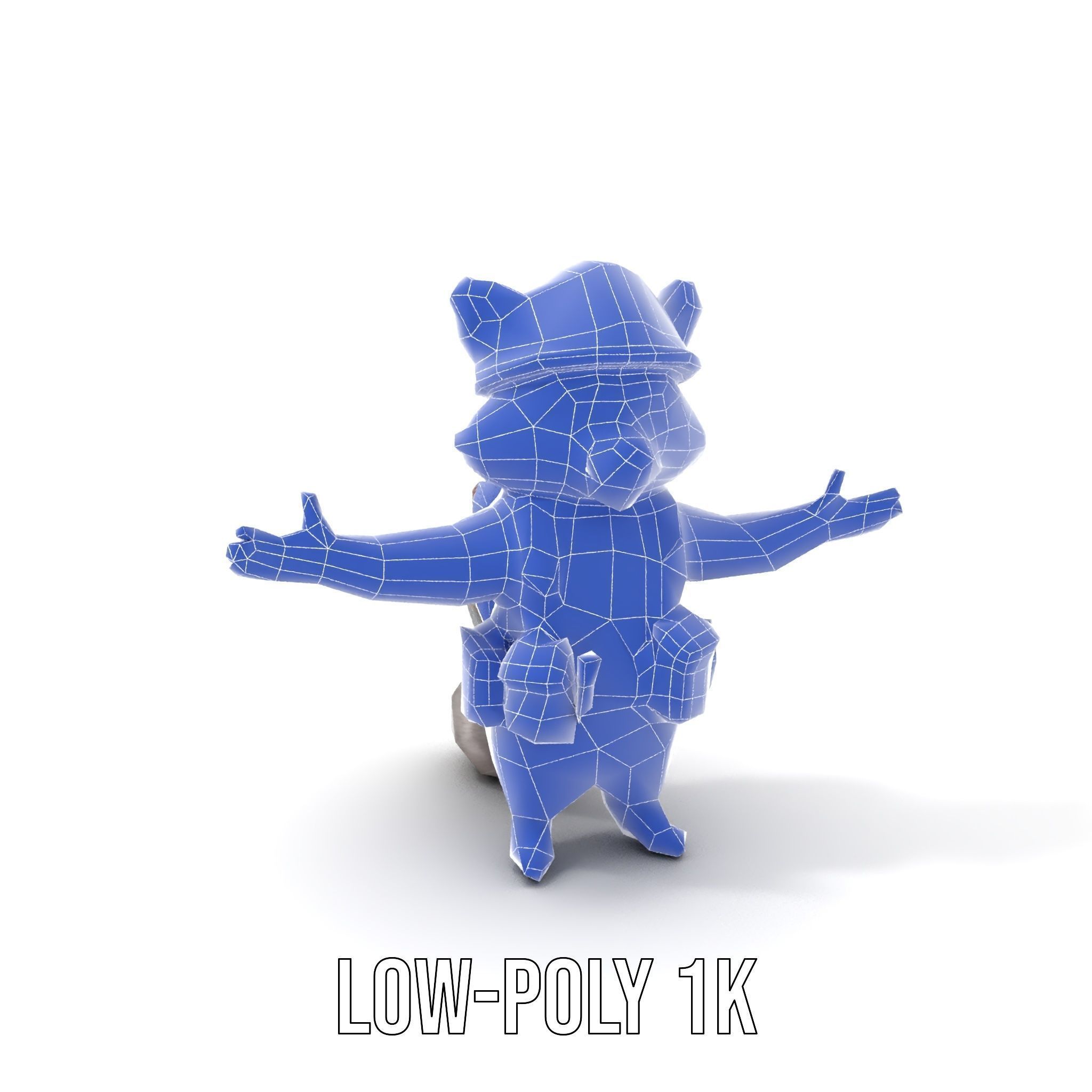 Rigged and Animated Raccoon Construction Worker D Character M... Low-poly 3D model_11