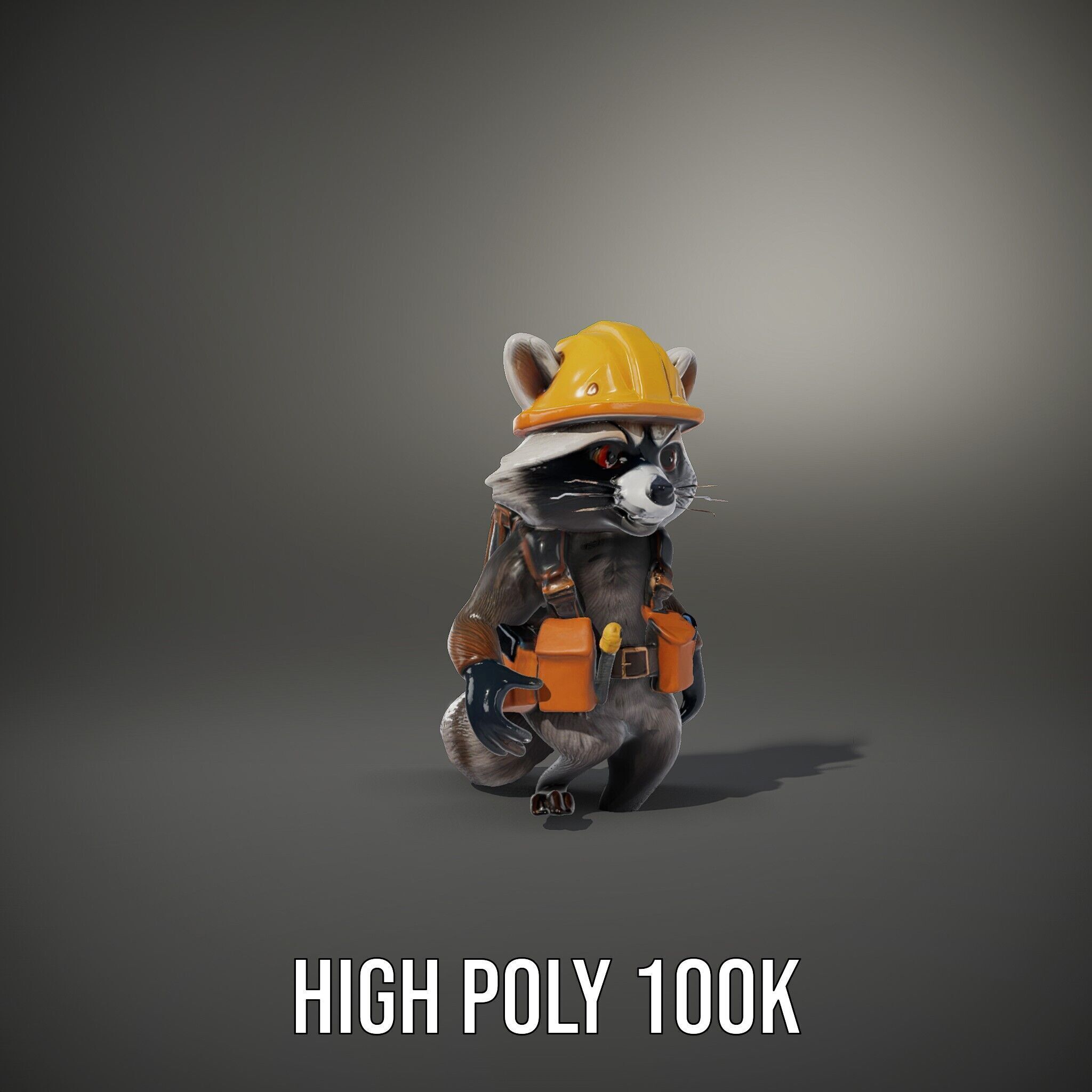 Rigged and Animated Raccoon Construction Worker D Character M... Low-poly 3D model_29