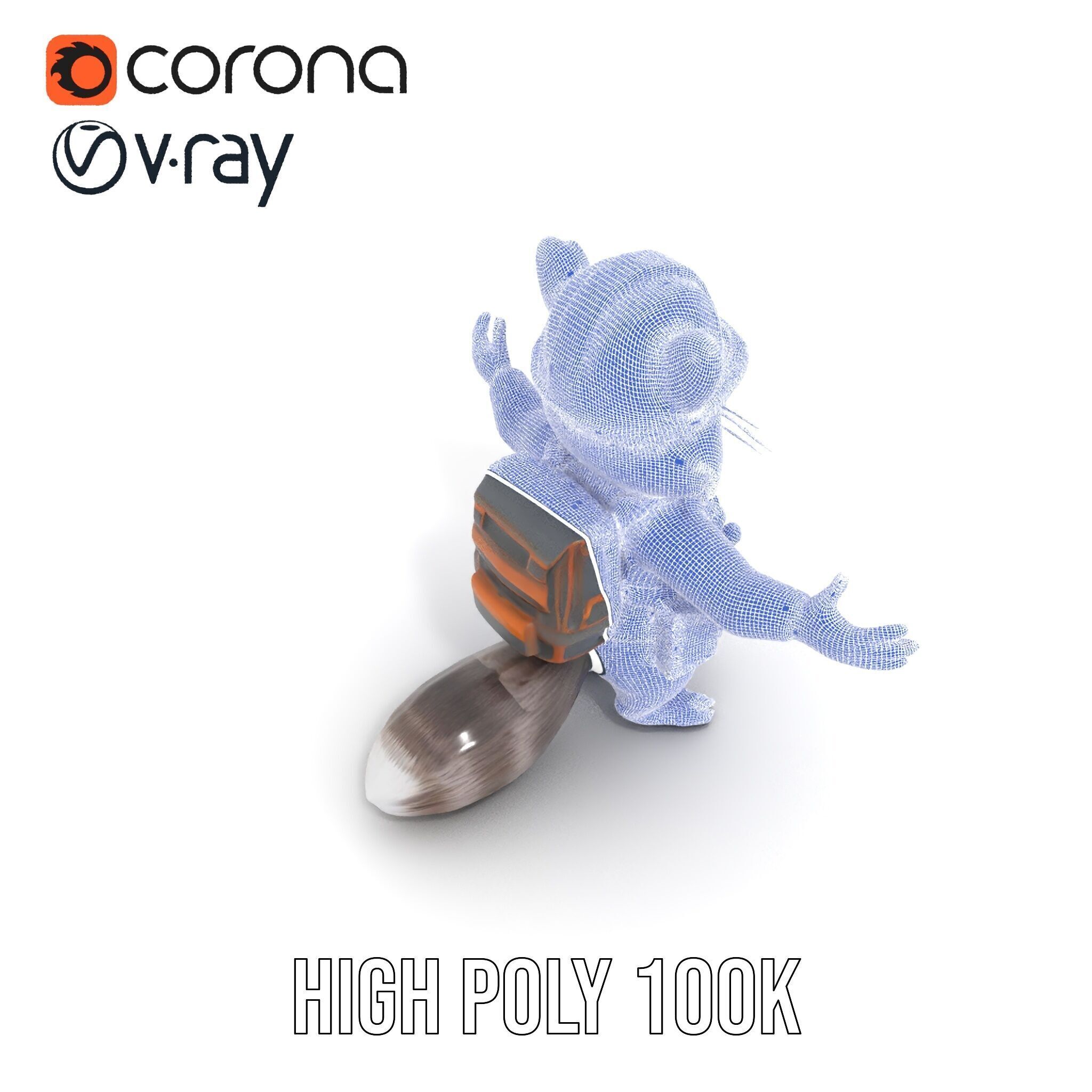 Rigged and Animated Raccoon Construction Worker D Character M... Low-poly 3D model_24