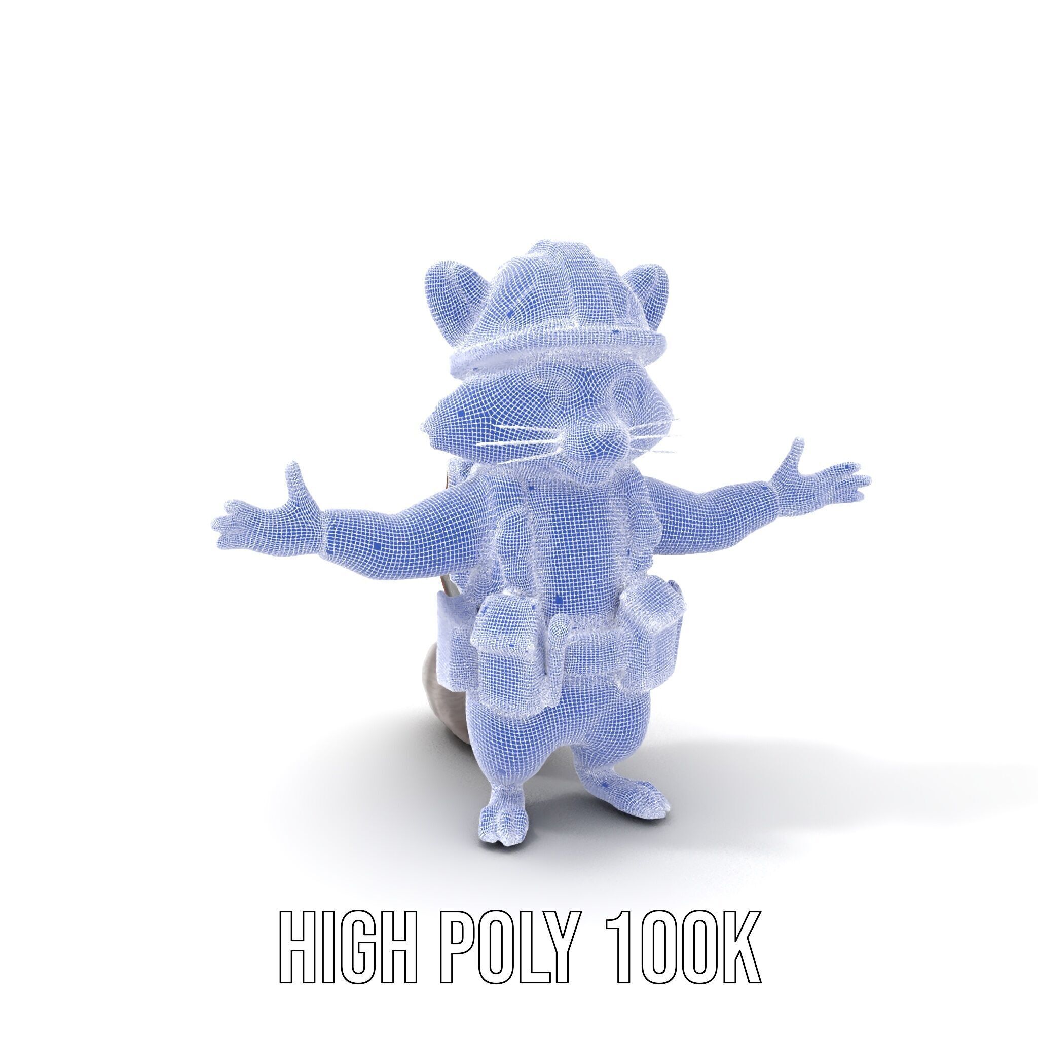 Rigged and Animated Raccoon Construction Worker D Character M... Low-poly 3D model_5