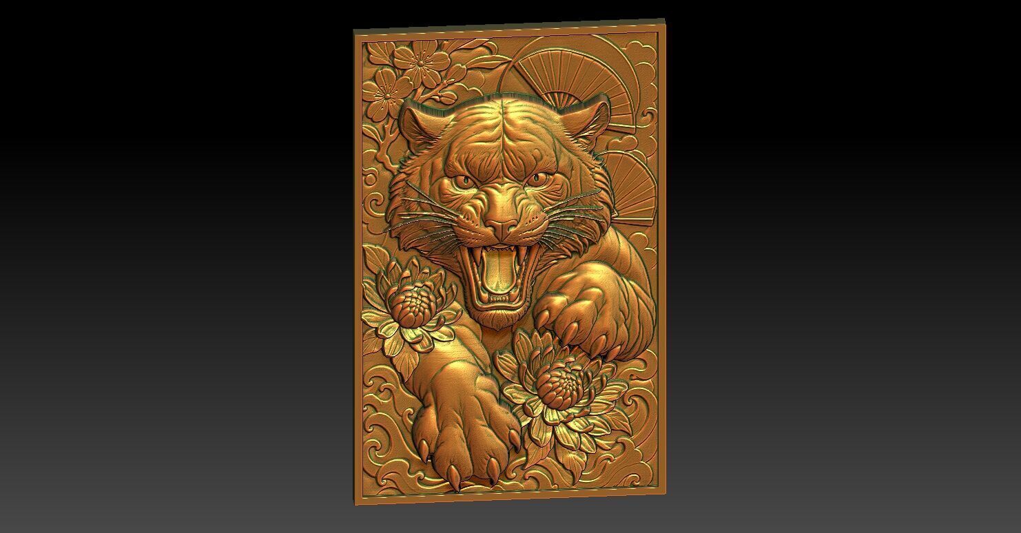 6 Tiger CNC Relief Model 3D print model_5