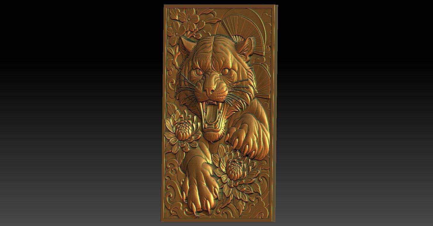 6 Tiger CNC Relief Model 3D print model_3
