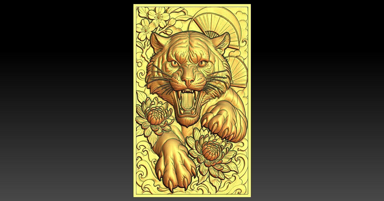 6 Tiger CNC Relief Model 3D print model_1