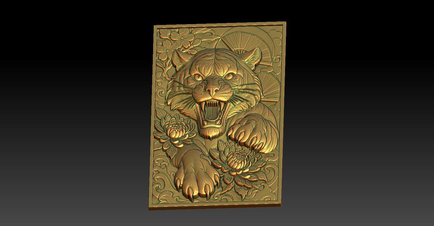 6 Tiger CNC Relief Model 3D print model_4