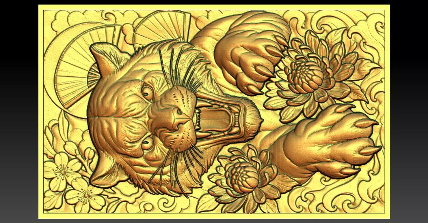 6 Tiger CNC Relief Model 3D print model_0
