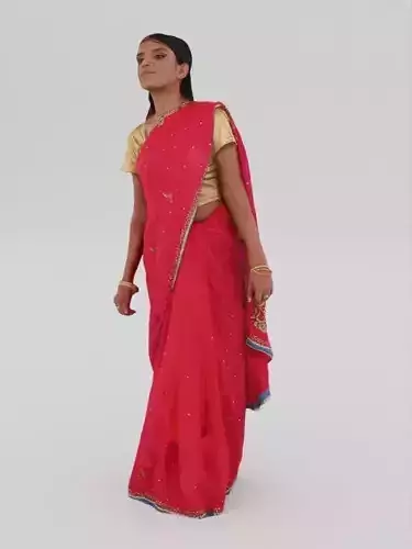 Red sari clapping