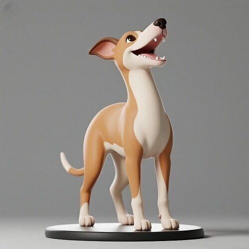 1109 Colorful Laughing   Galgo Dog  on Base   pug 3D print model