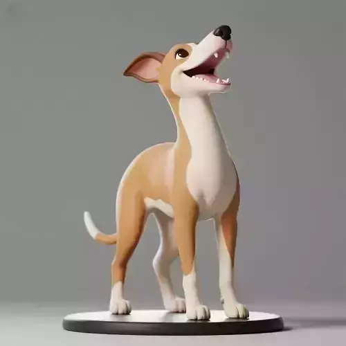 1109 Colorful Laughing   Galgo Dog  on Base   pug