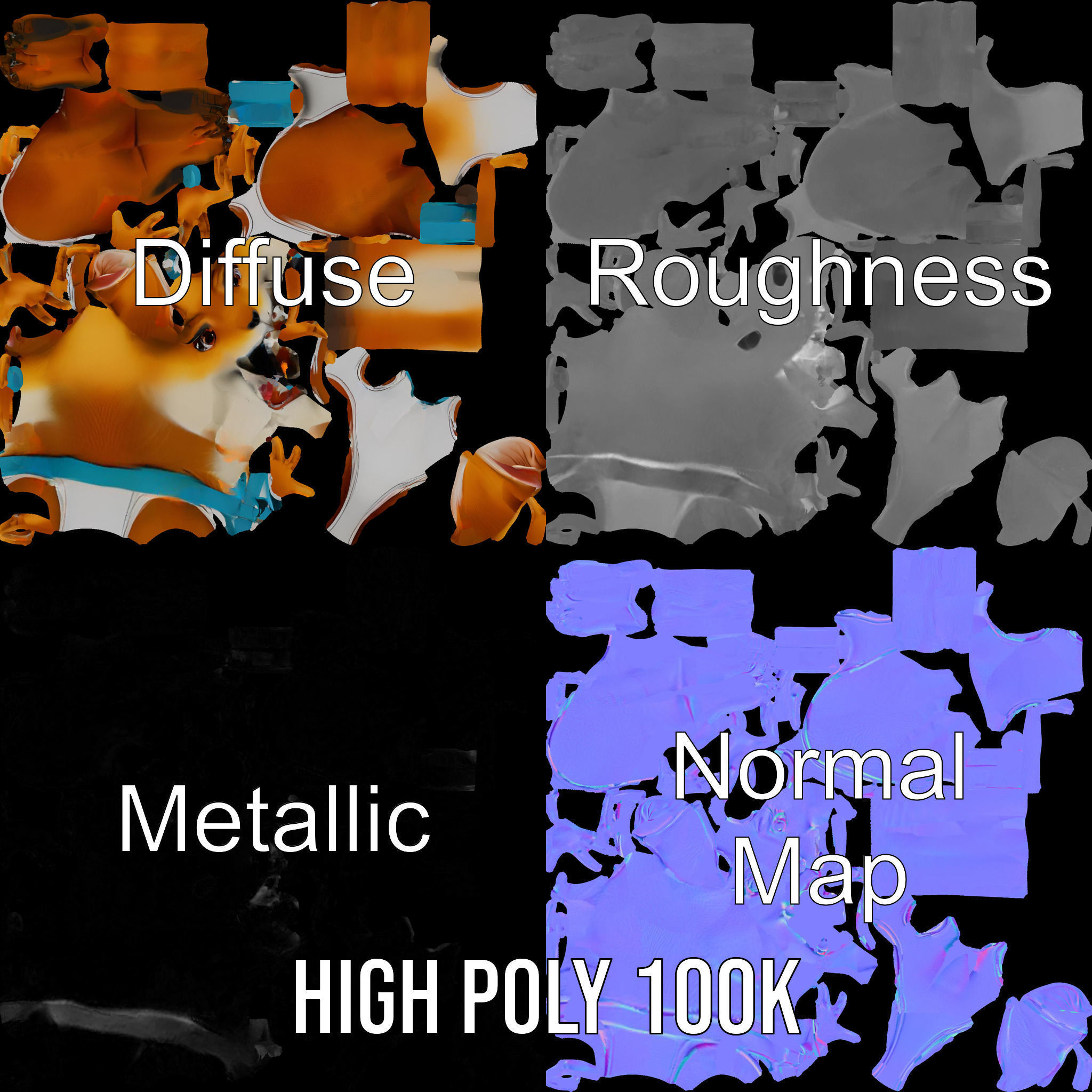 Animated Kangaroo Character Model  Rigged and Animated Low-poly 3D model_3