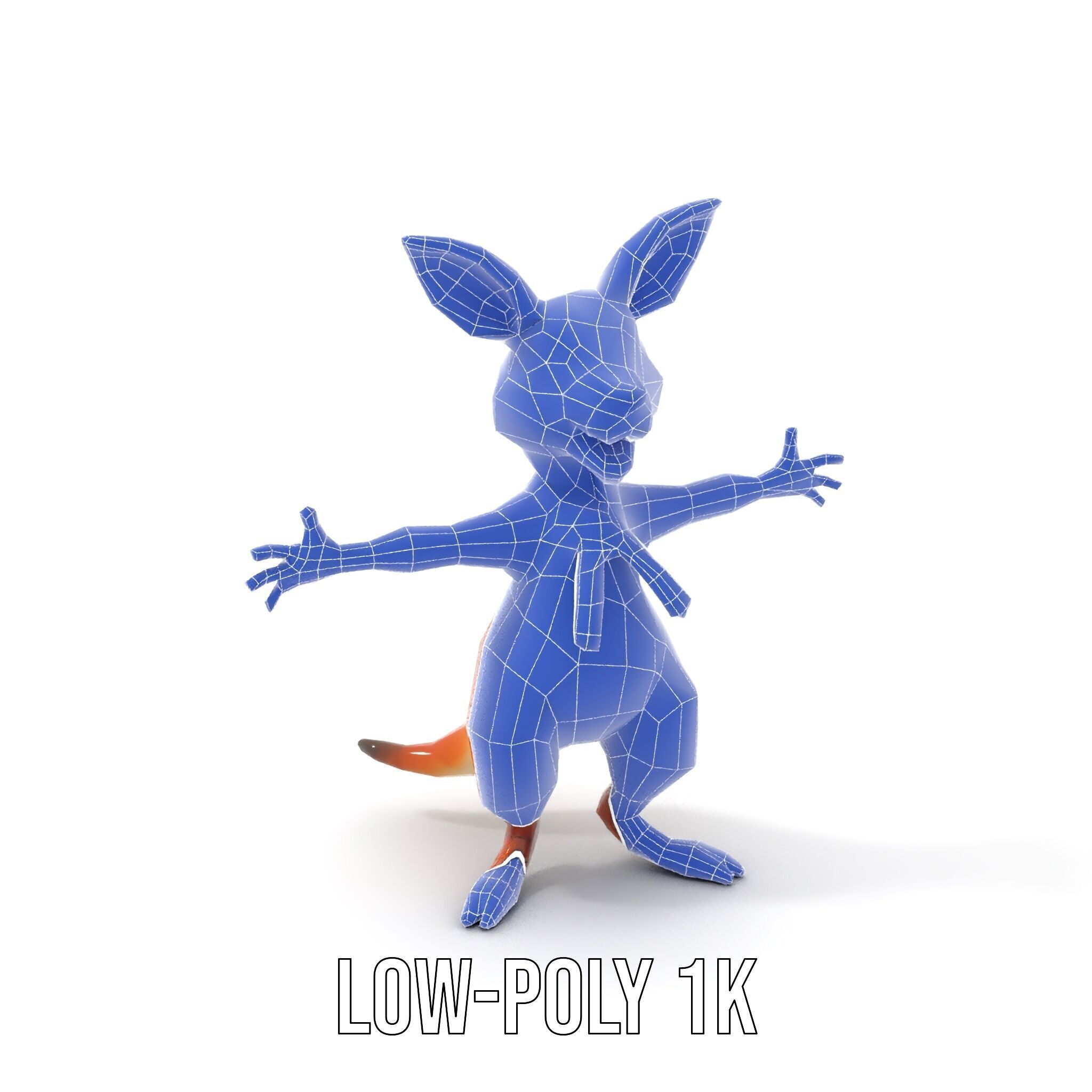Animated Kangaroo Character Model  Rigged and Animated Low-poly 3D model_14