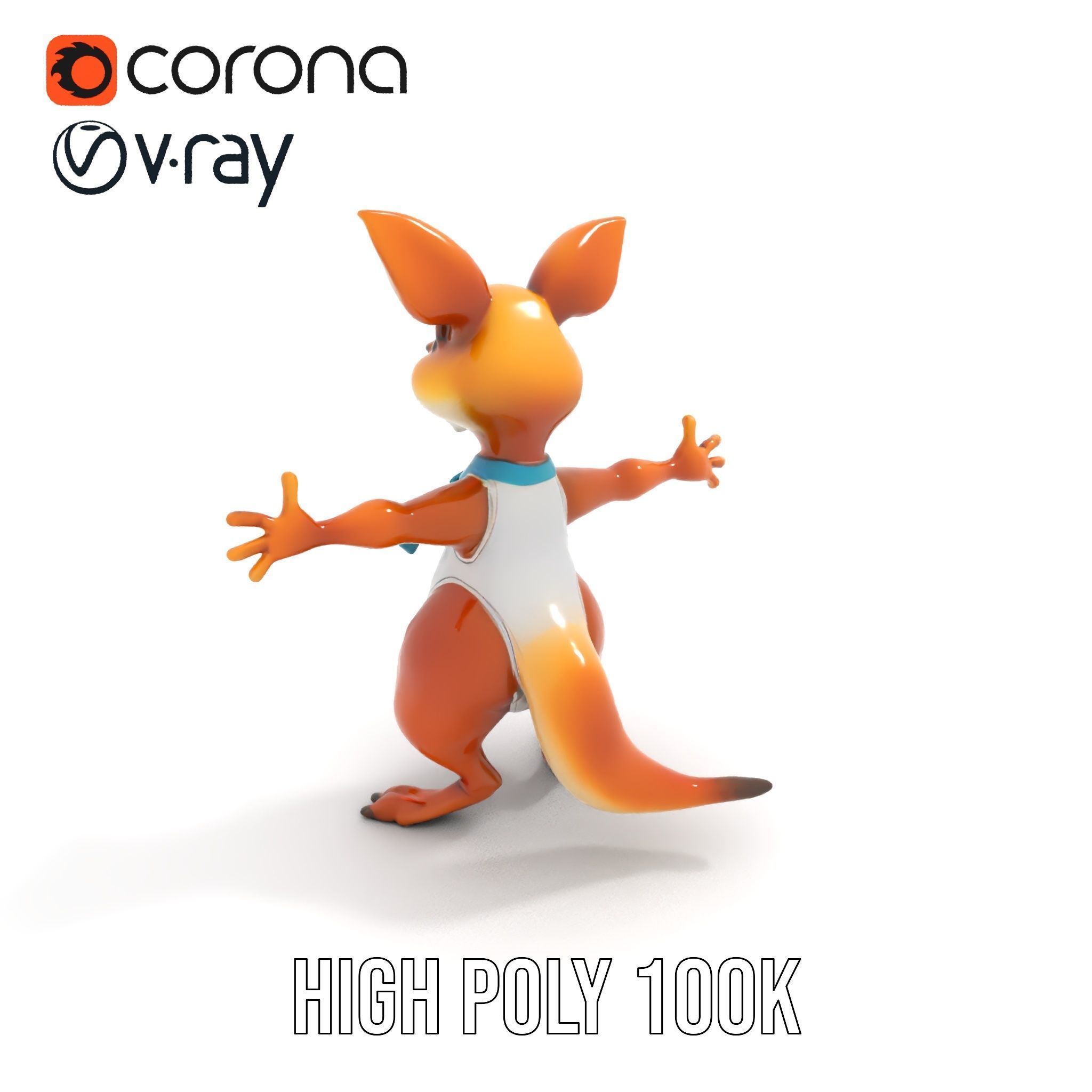 Animated Kangaroo Character Model  Rigged and Animated Low-poly 3D model_9