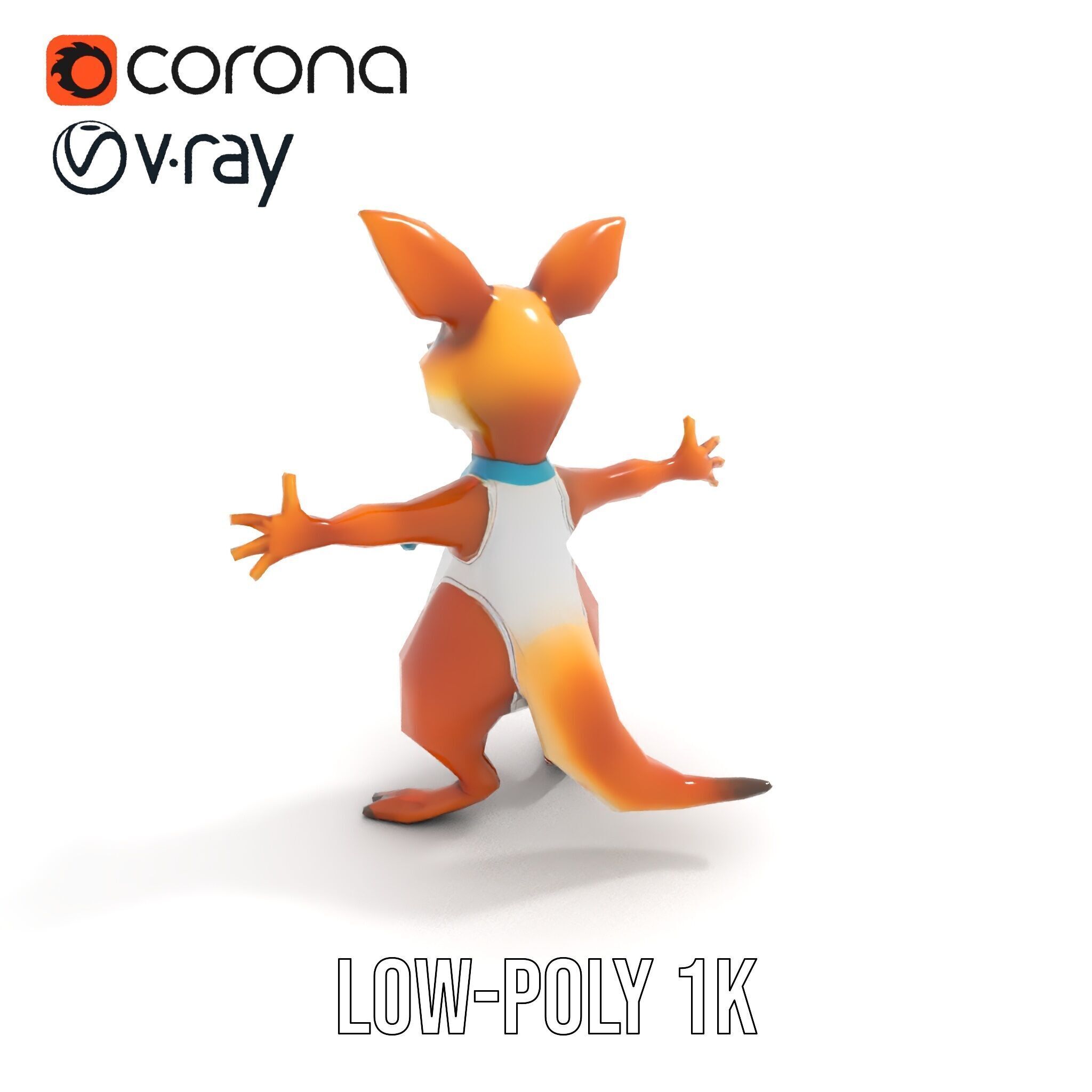Animated Kangaroo Character Model  Rigged and Animated Low-poly 3D model_8