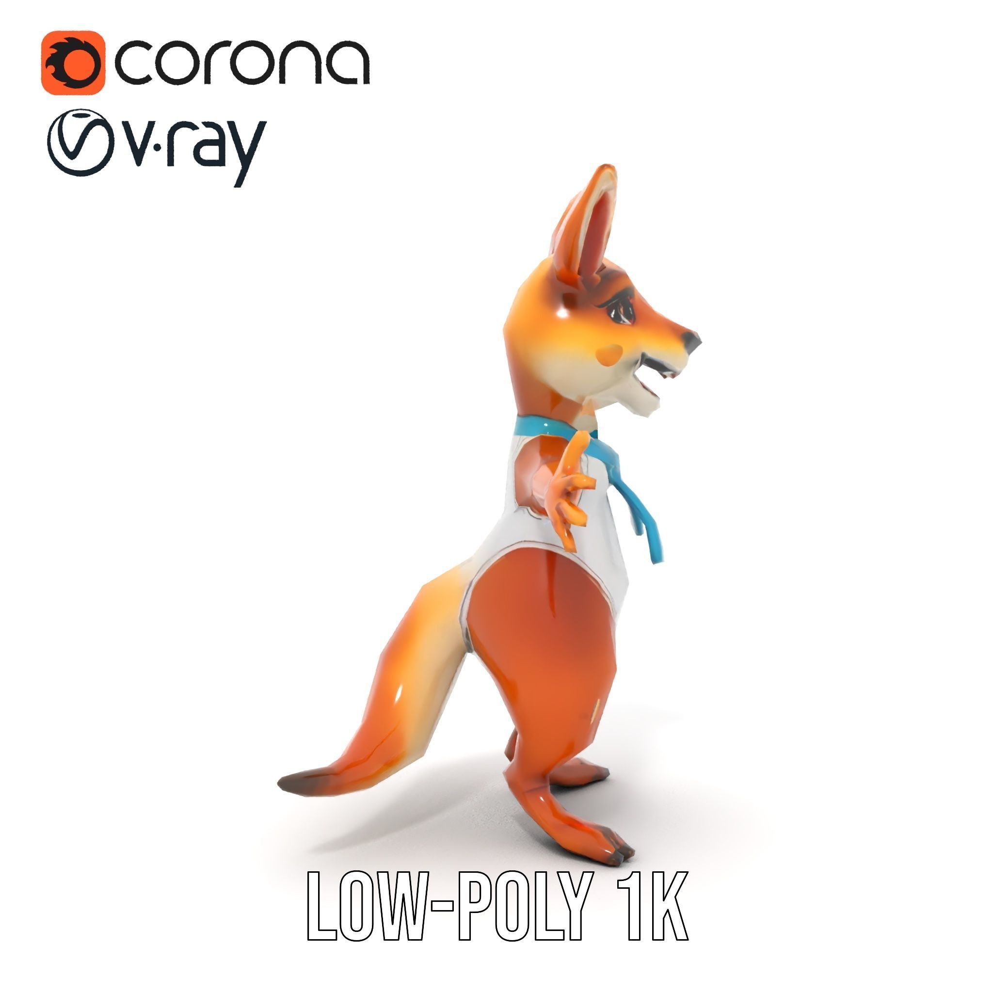 Animated Kangaroo Character Model  Rigged and Animated Low-poly 3D model_25