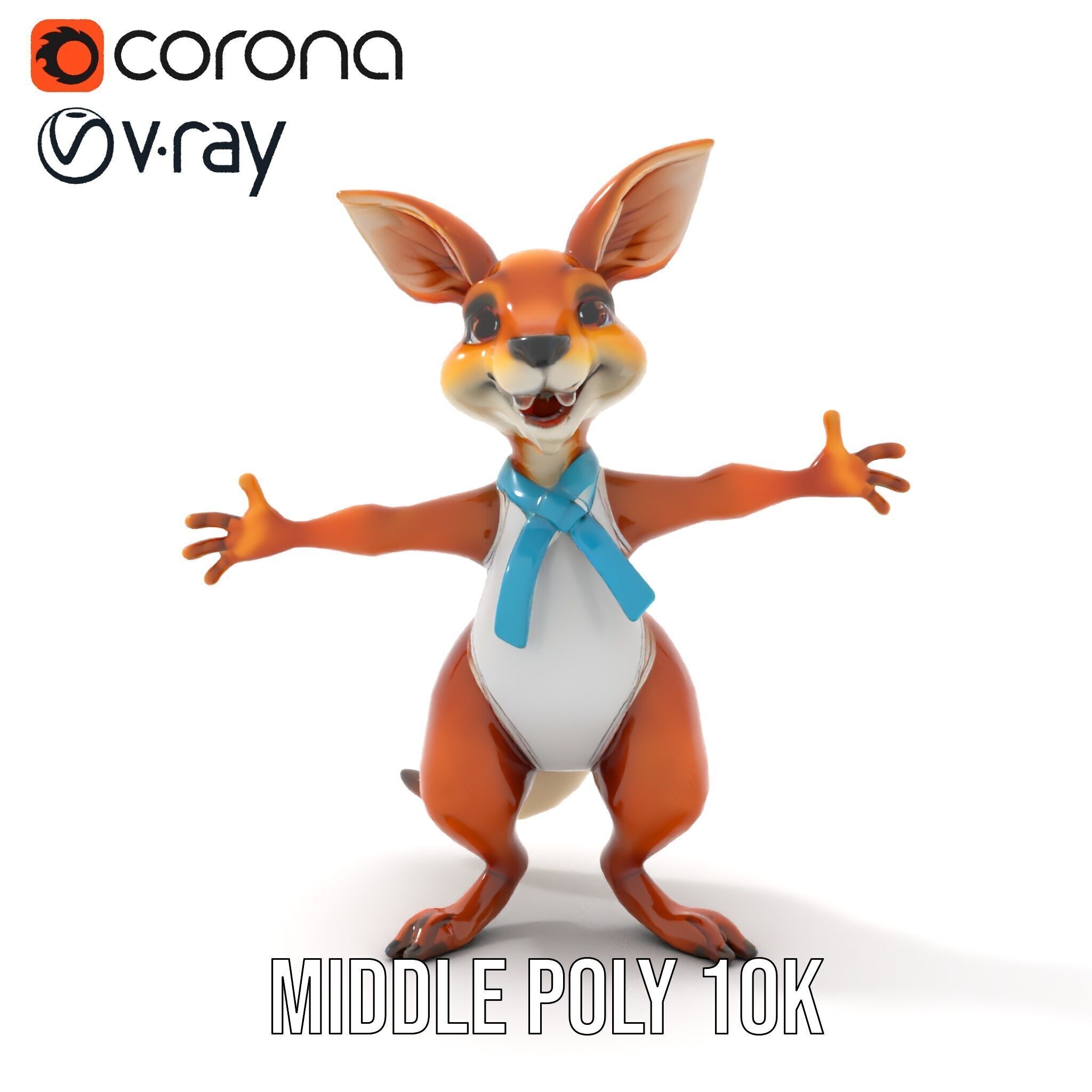 Animated Kangaroo Character Model  Rigged and Animated Low-poly 3D model_13