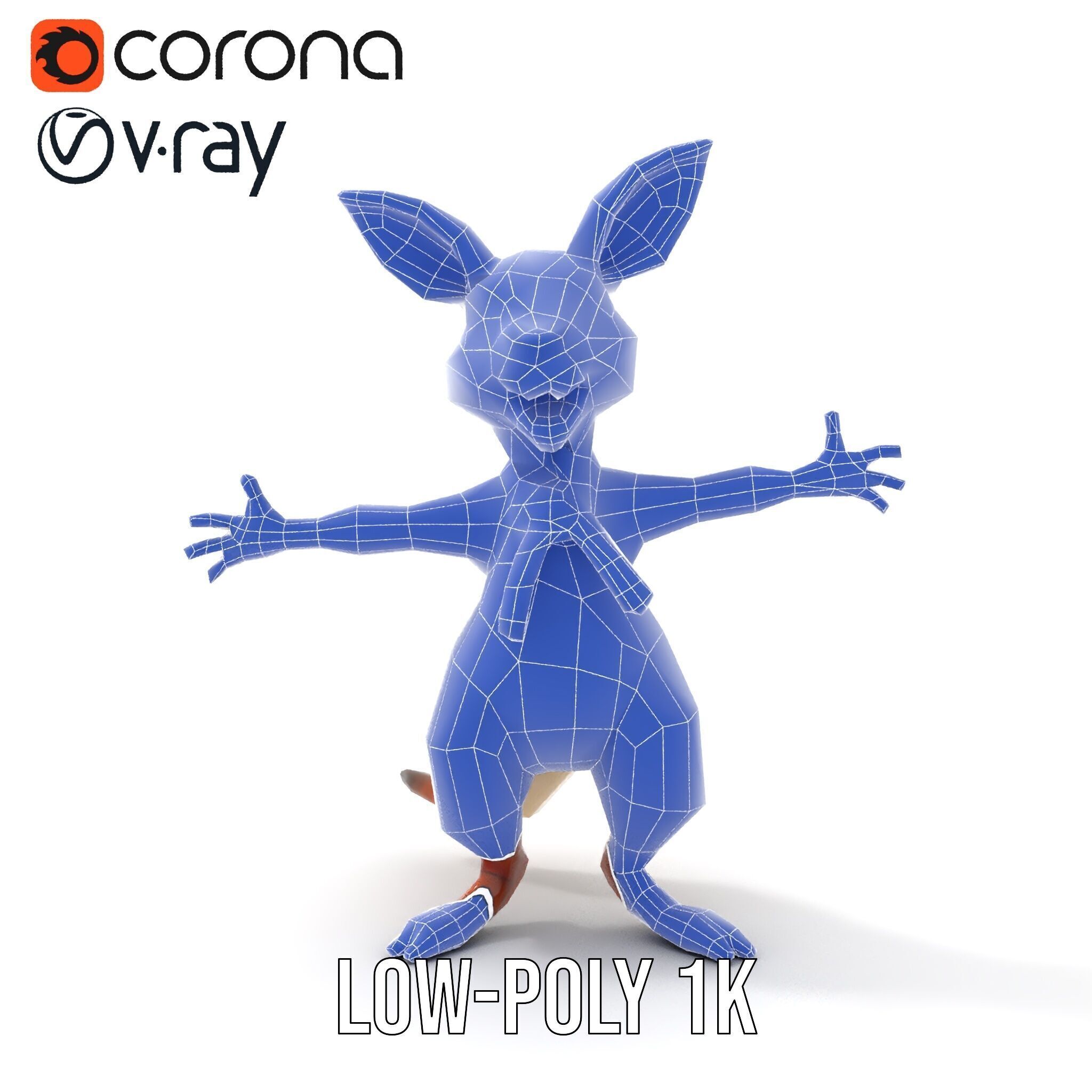 Animated Kangaroo Character Model  Rigged and Animated Low-poly 3D model_20
