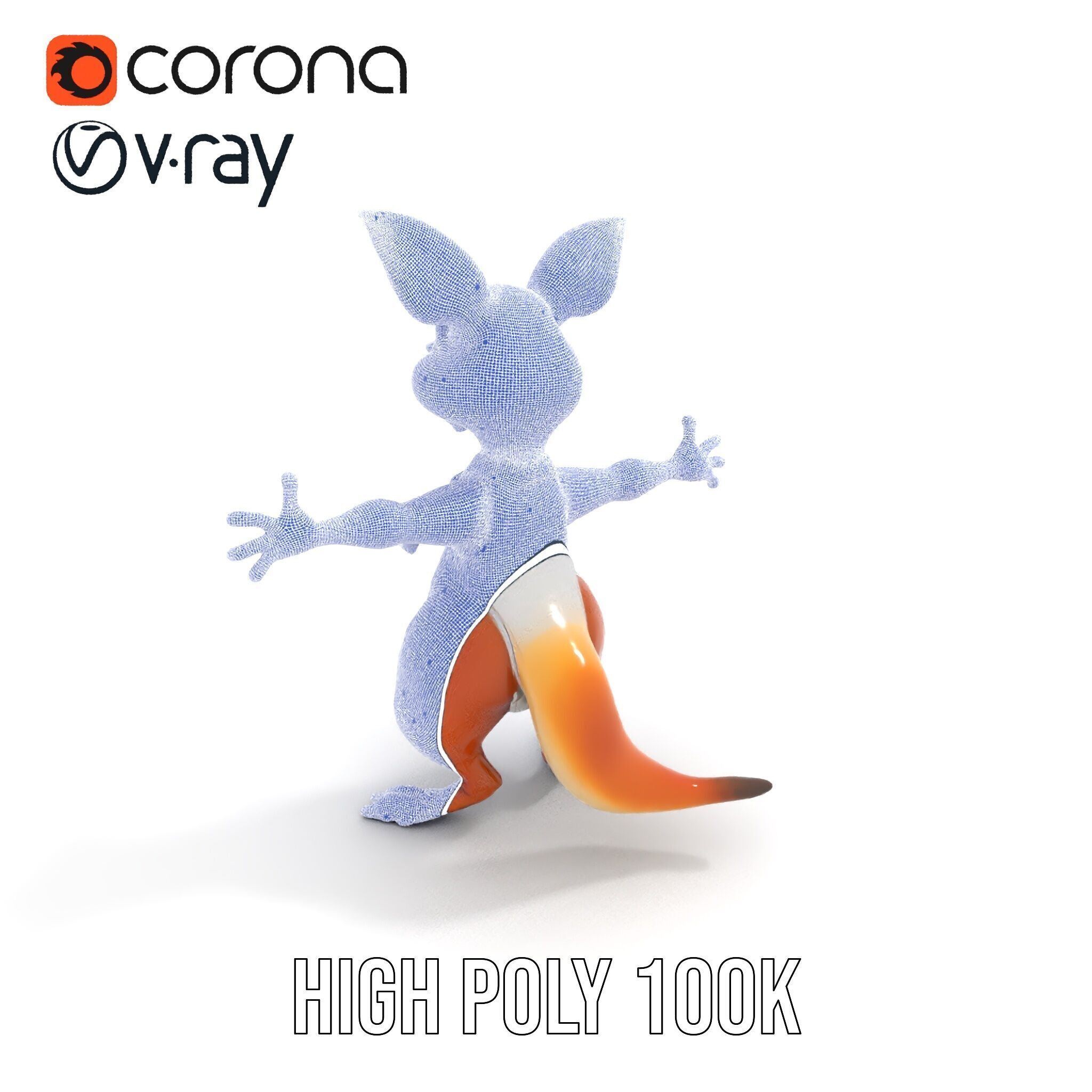 Animated Kangaroo Character Model  Rigged and Animated Low-poly 3D model_18