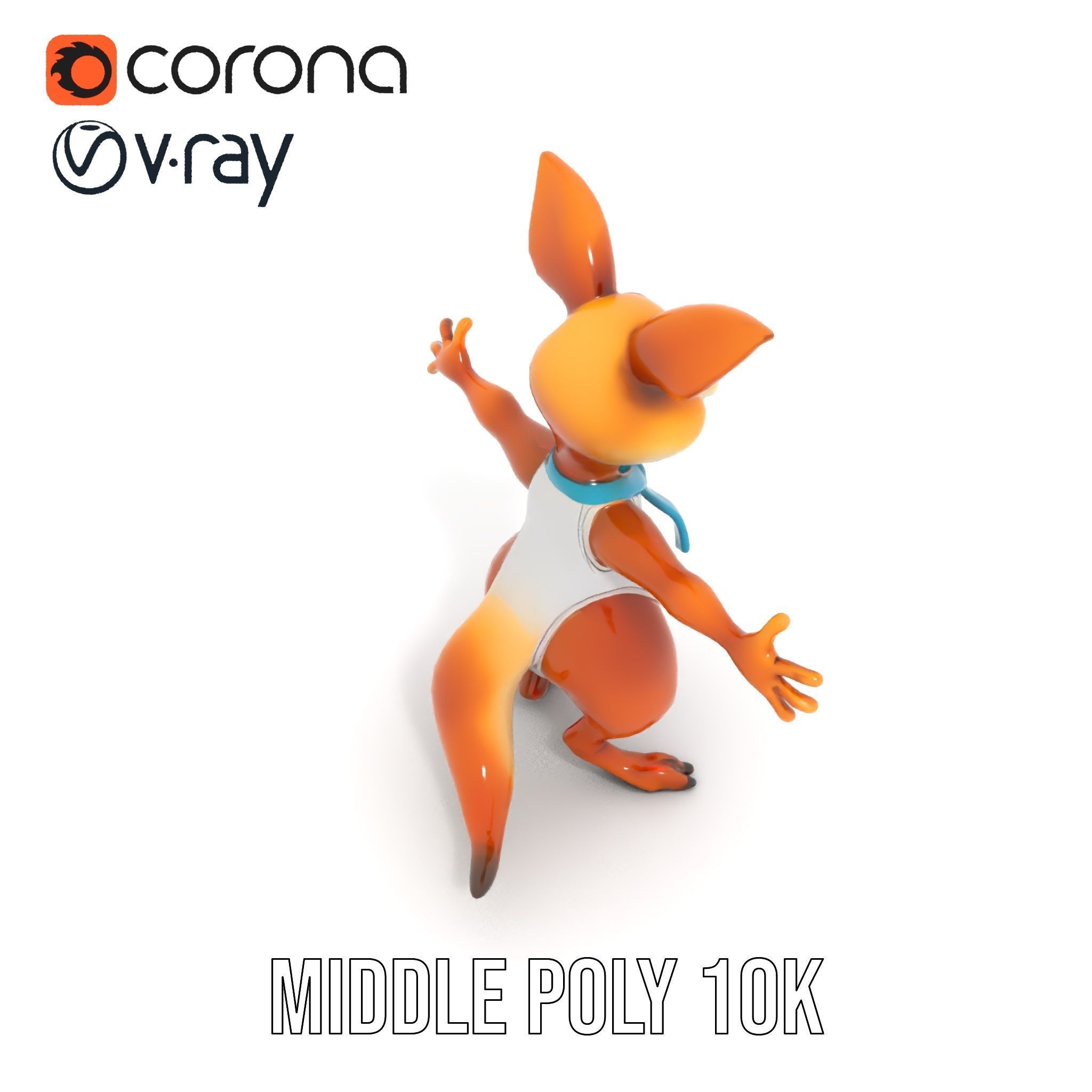 Animated Kangaroo Character Model  Rigged and Animated Low-poly 3D model_24
