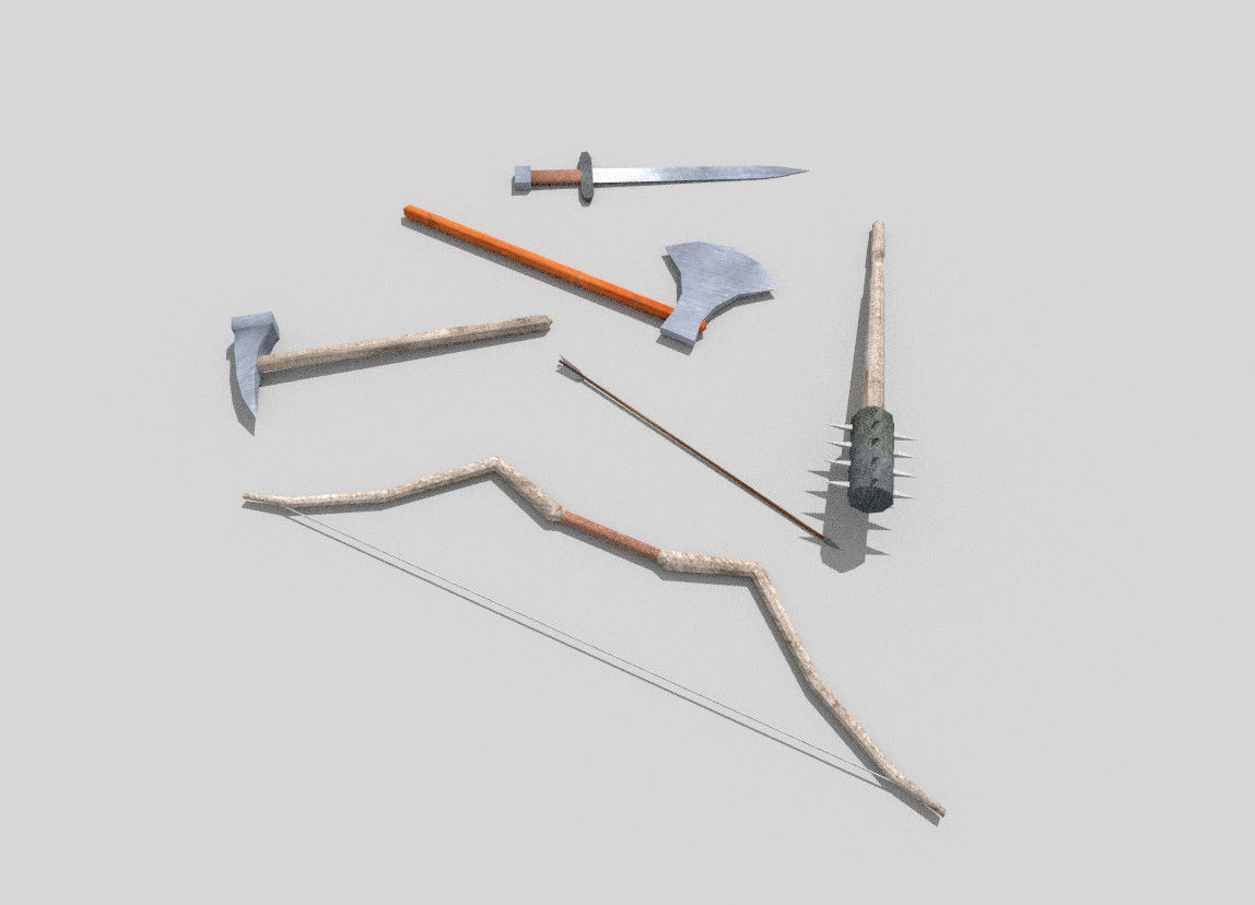 low poly medieval weapons pack 2 Low-poly 3D model_3