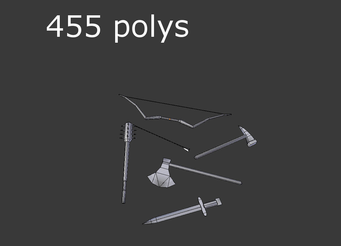 low poly medieval weapons pack 2 Low-poly 3D model_4