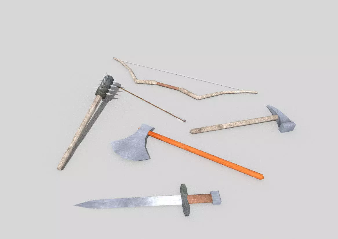 low poly medieval weapons pack 2 Low-poly 3D model_0