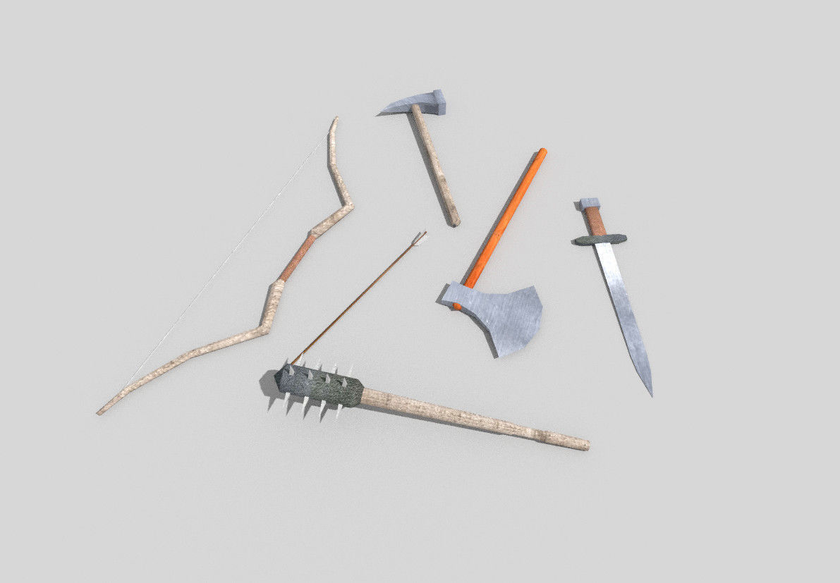 low poly medieval weapons pack 2 Low-poly 3D model_2